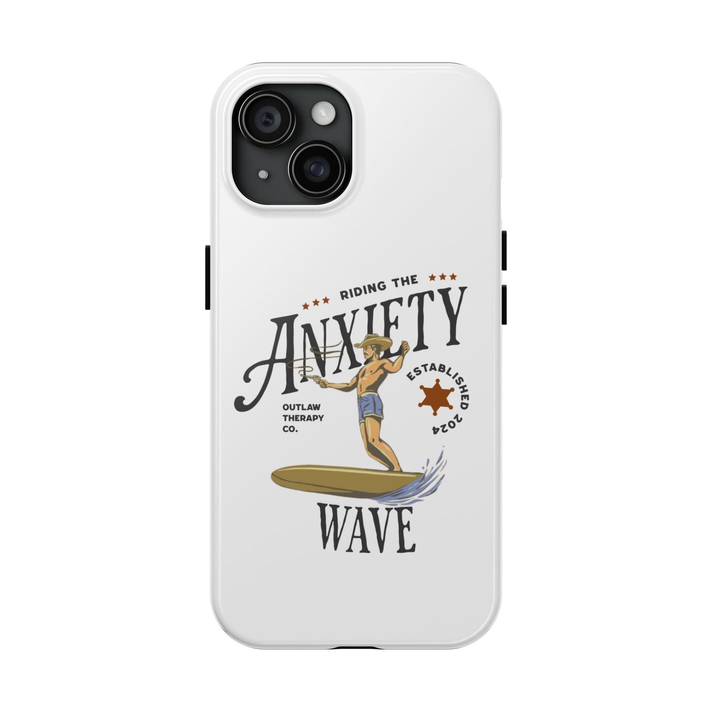 Riding the Anxiety Wave Phone Case - Tough Design for Stress Relief - Its Fine, I Am Fine