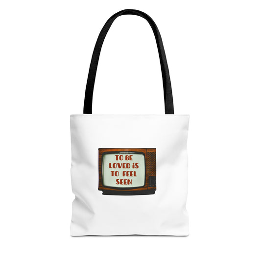 Vintage TV Tote Bag - "To Be Loved Is To Feel Seen" - Perfect for Gift, Eco-Friendly Bag, Cute Shopping Tote, Casual Use