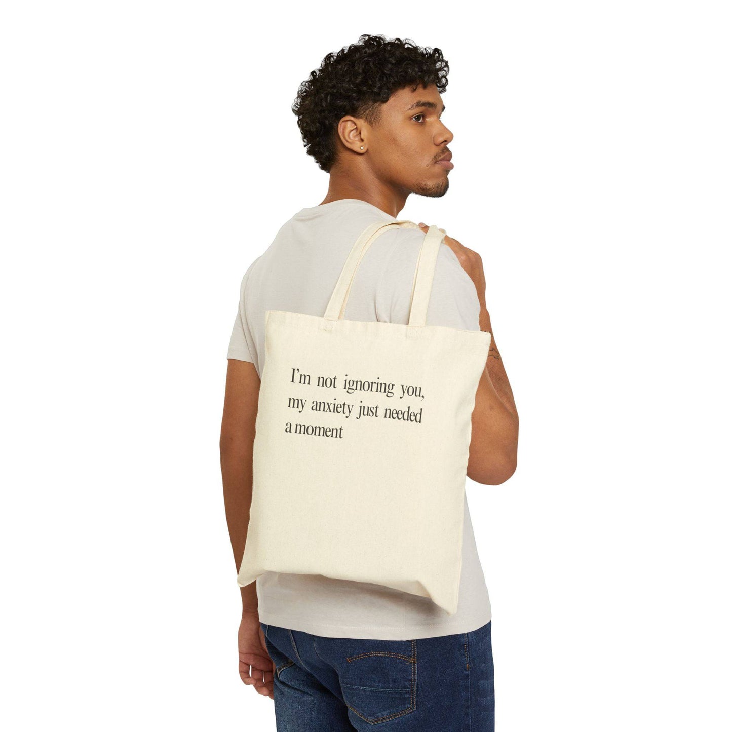 Anxiety Cotton Canvas Tote Bag - Its Fine, I Am Fine