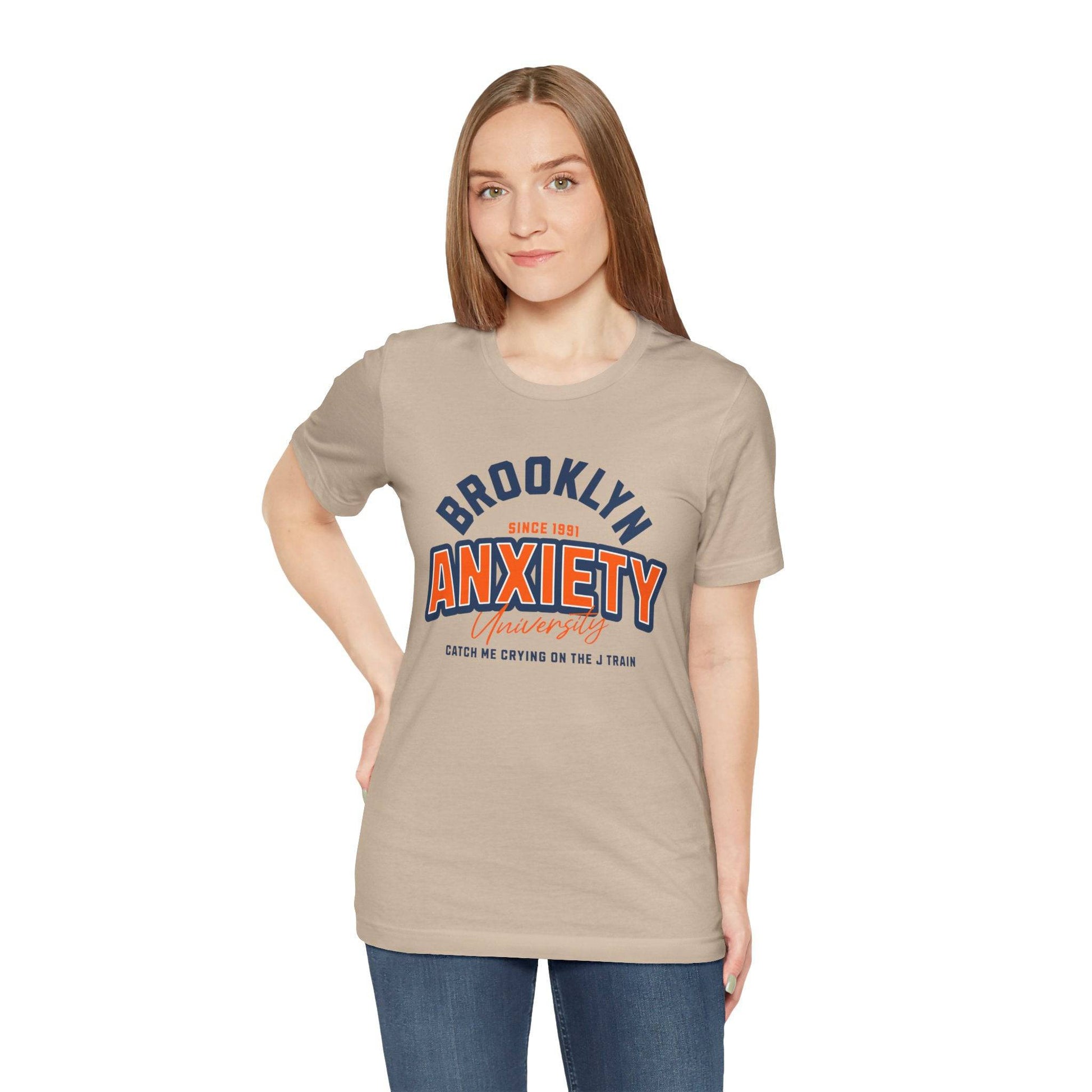 Brooklyn Anxiety University Vintage Unisex T-Shirt – Retro Graphic Tee - Its Fine, I Am Fine