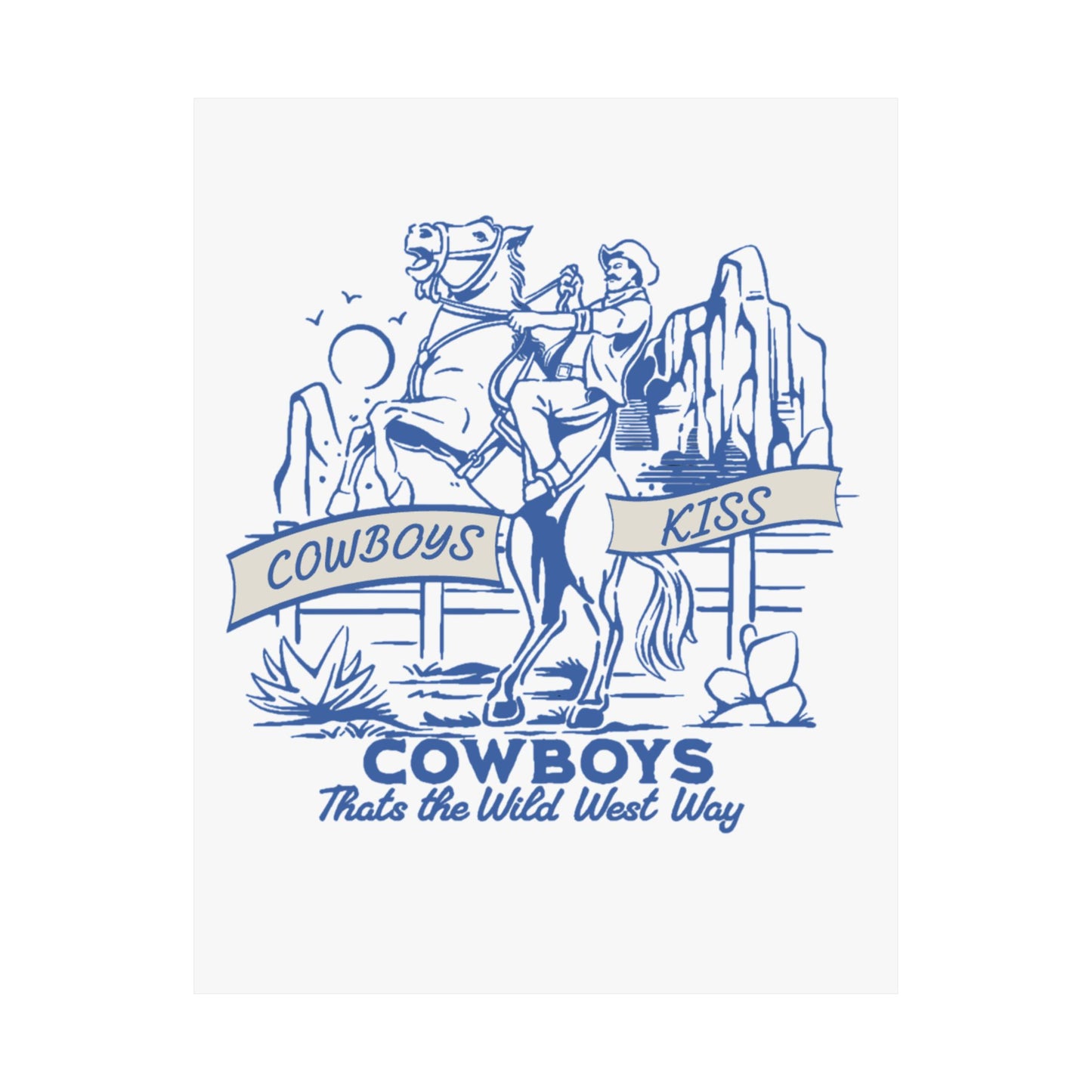 Cowboys Kiss Matte Vertical Poster - Wild West Decor