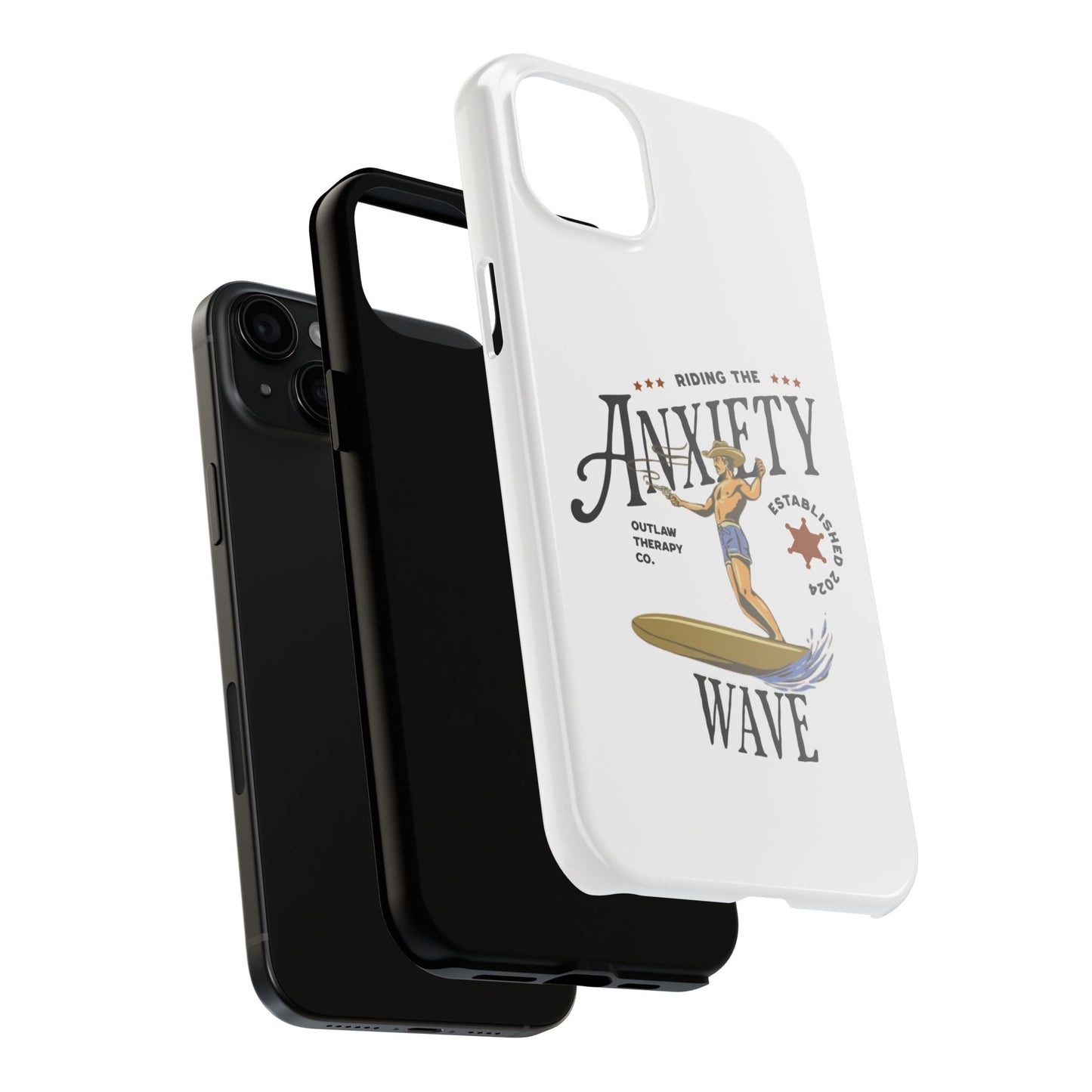 Riding the Anxiety Wave Phone Case - Tough Design for Stress Relief