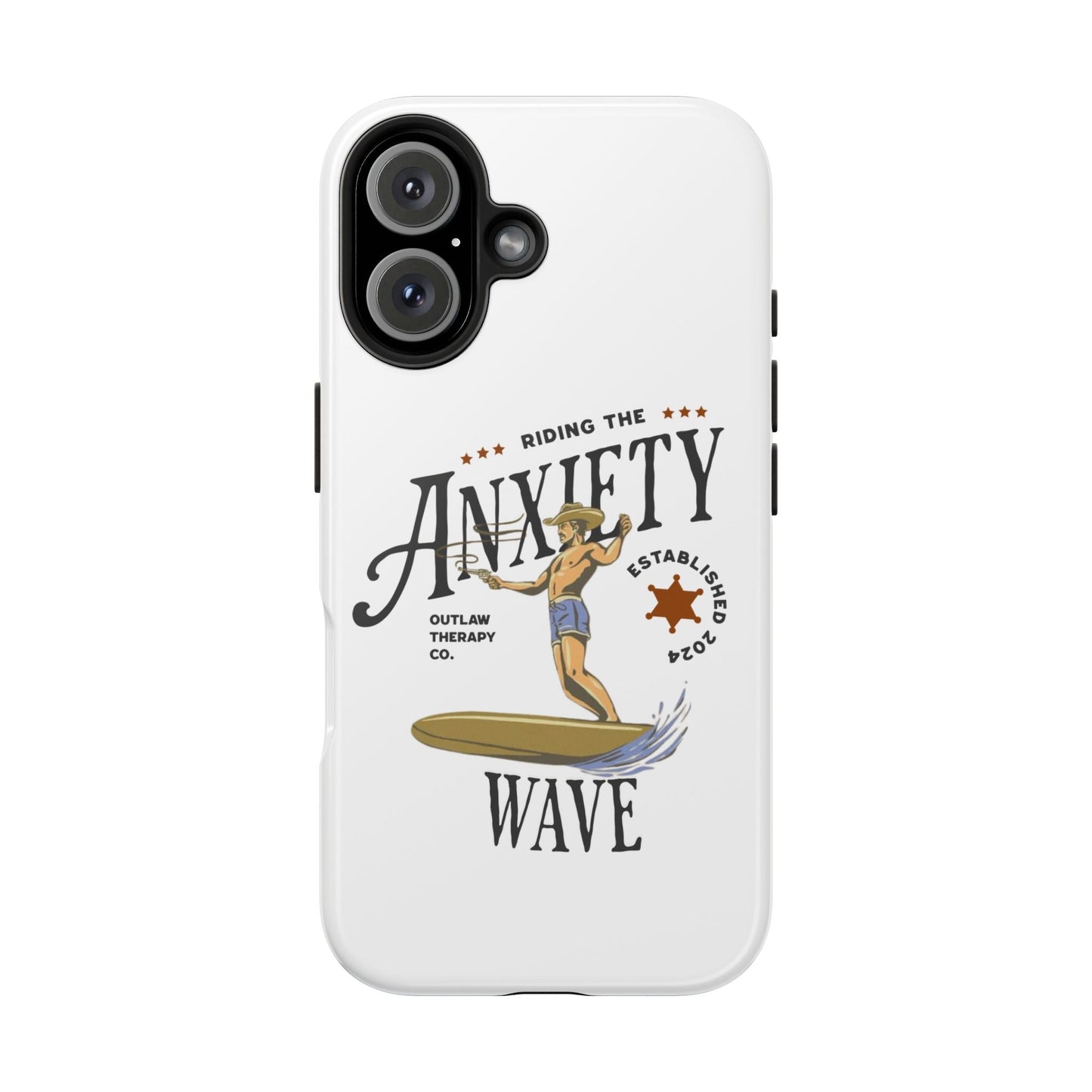 Riding the Anxiety Wave Phone Case - Tough Design for Stress Relief - Its Fine, I Am Fine