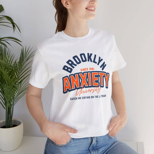 Brooklyn Anxiety University Vintage Unisex T-Shirt – Retro Graphic Tee - Its Fine, I Am Fine