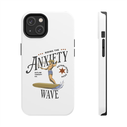Riding the Anxiety Wave Phone Case - Tough Design for Stress Relief - Its Fine, I Am Fine
