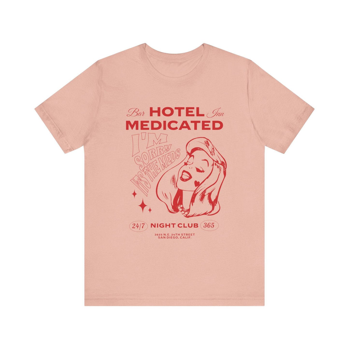 Hotel Medicated Tee, Unisex T-Shirt, Vintage Graphic Tee, Retro T-Shirt, Cool Tee, Funny Shirt - Its Fine, I Am Fine