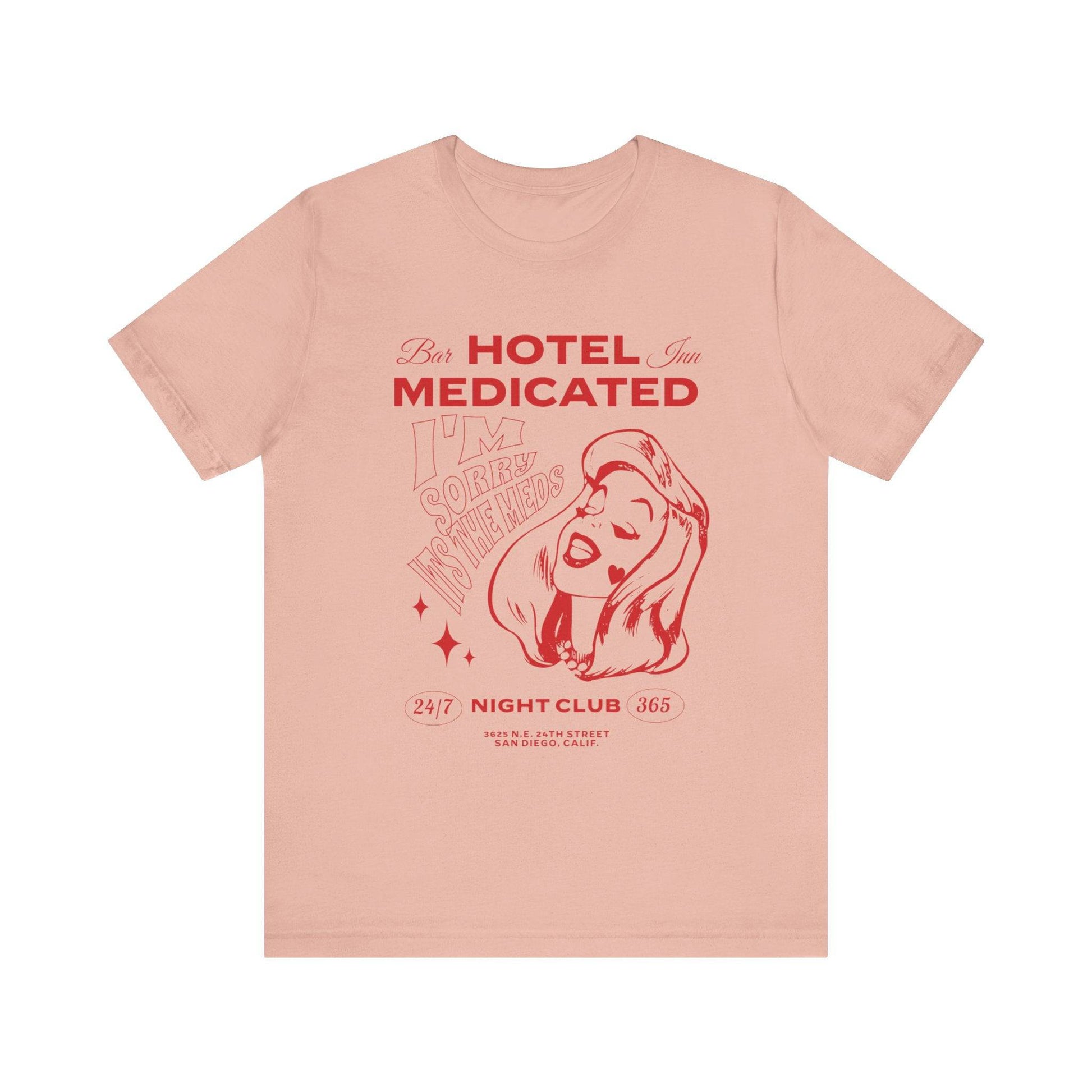 Hotel Medicated Tee, Unisex T-Shirt, Vintage Graphic Tee, Retro T-Shirt, Cool Tee, Funny Shirt - Its Fine, I Am Fine