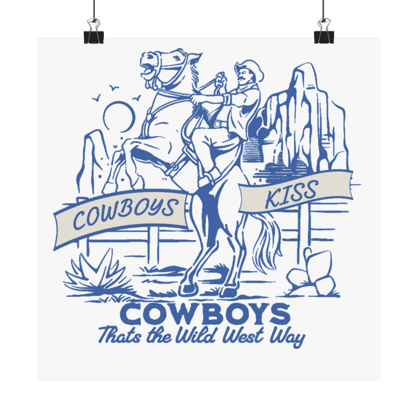 Cowboys Kiss Matte Vertical Poster - Wild West Decor - Its Fine, I Am Fine