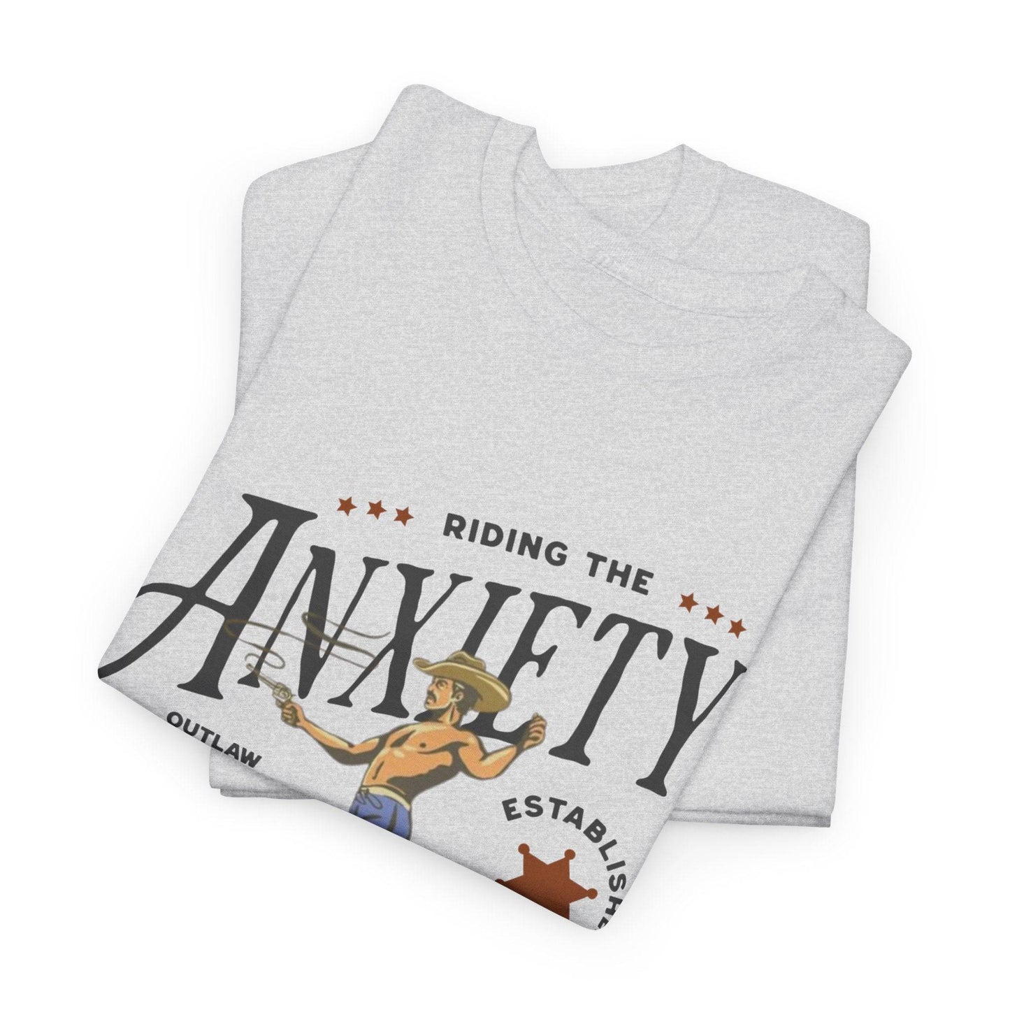 Riding the Anxiety Wave Unisex Heavy Cotton Tee - Relaxed Fit Stress Relief Shirt - Its Fine, I Am Fine