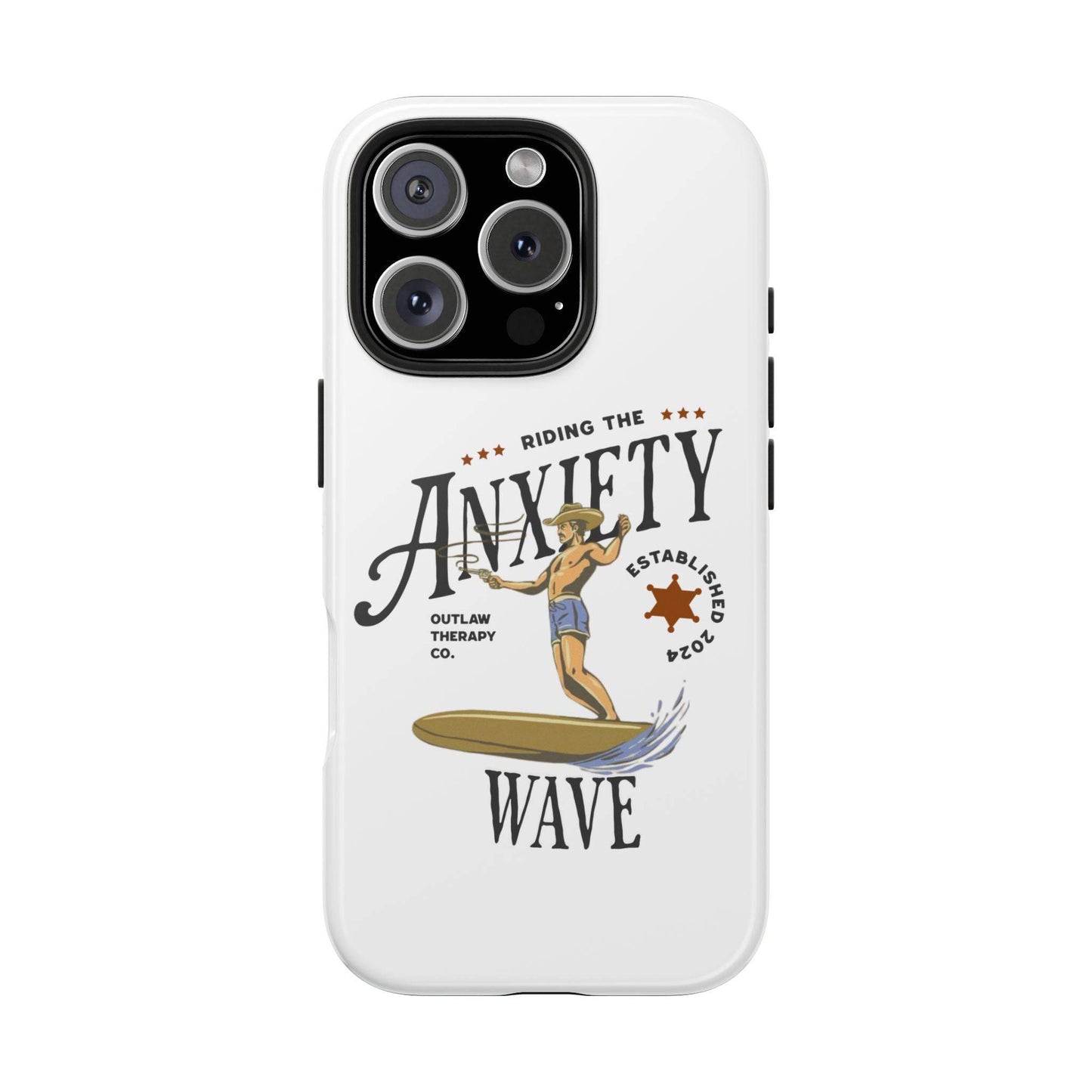 Riding the Anxiety Wave Phone Case - Tough Design for Stress Relief - Its Fine, I Am Fine