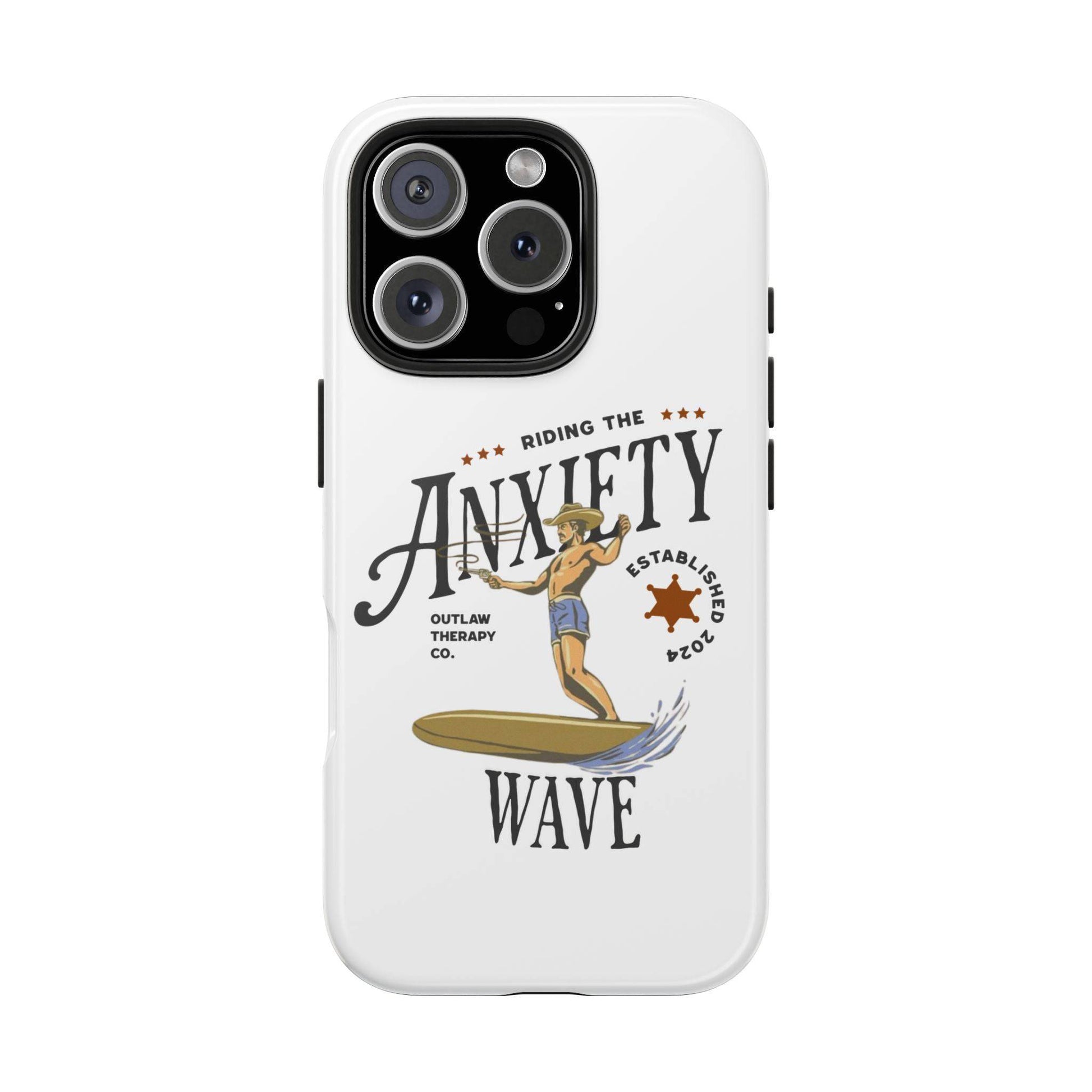 Riding the Anxiety Wave Phone Case - Tough Design for Stress Relief - Its Fine, I Am Fine
