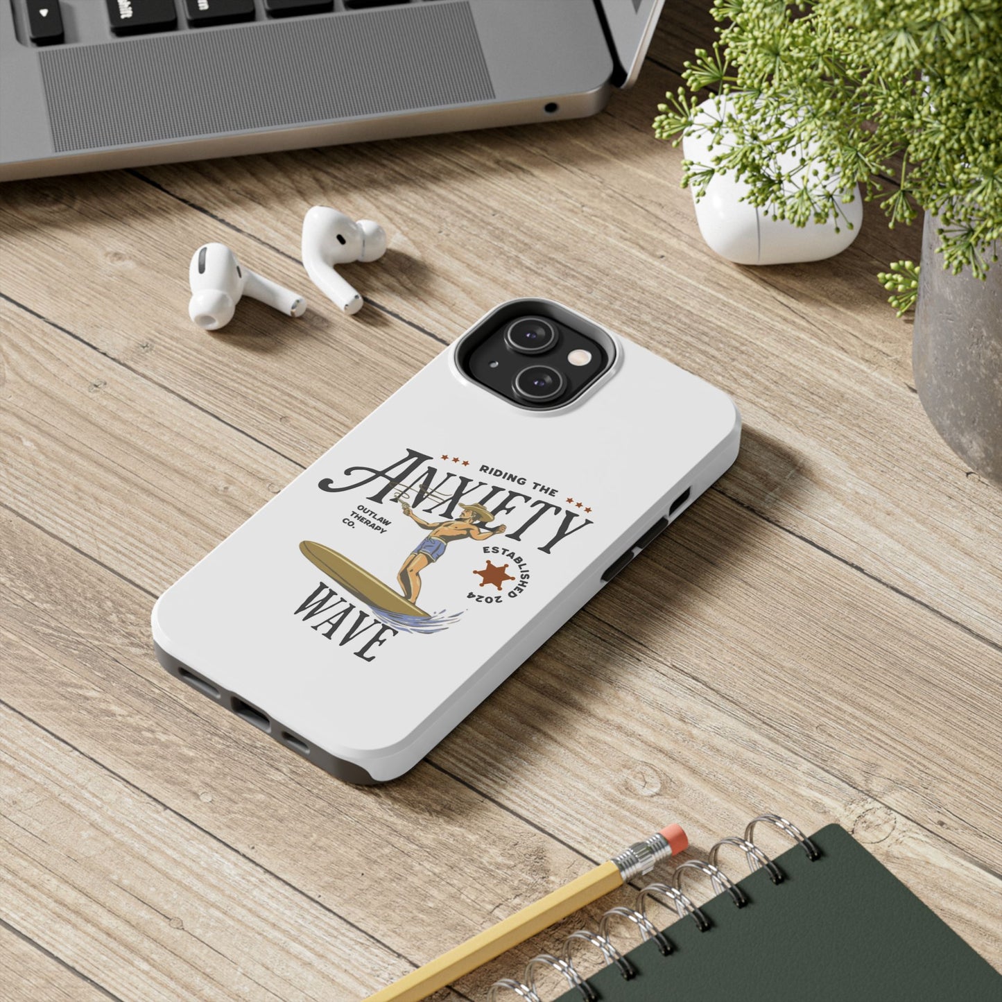 Riding the Anxiety Wave Phone Case - Tough Design for Stress Relief