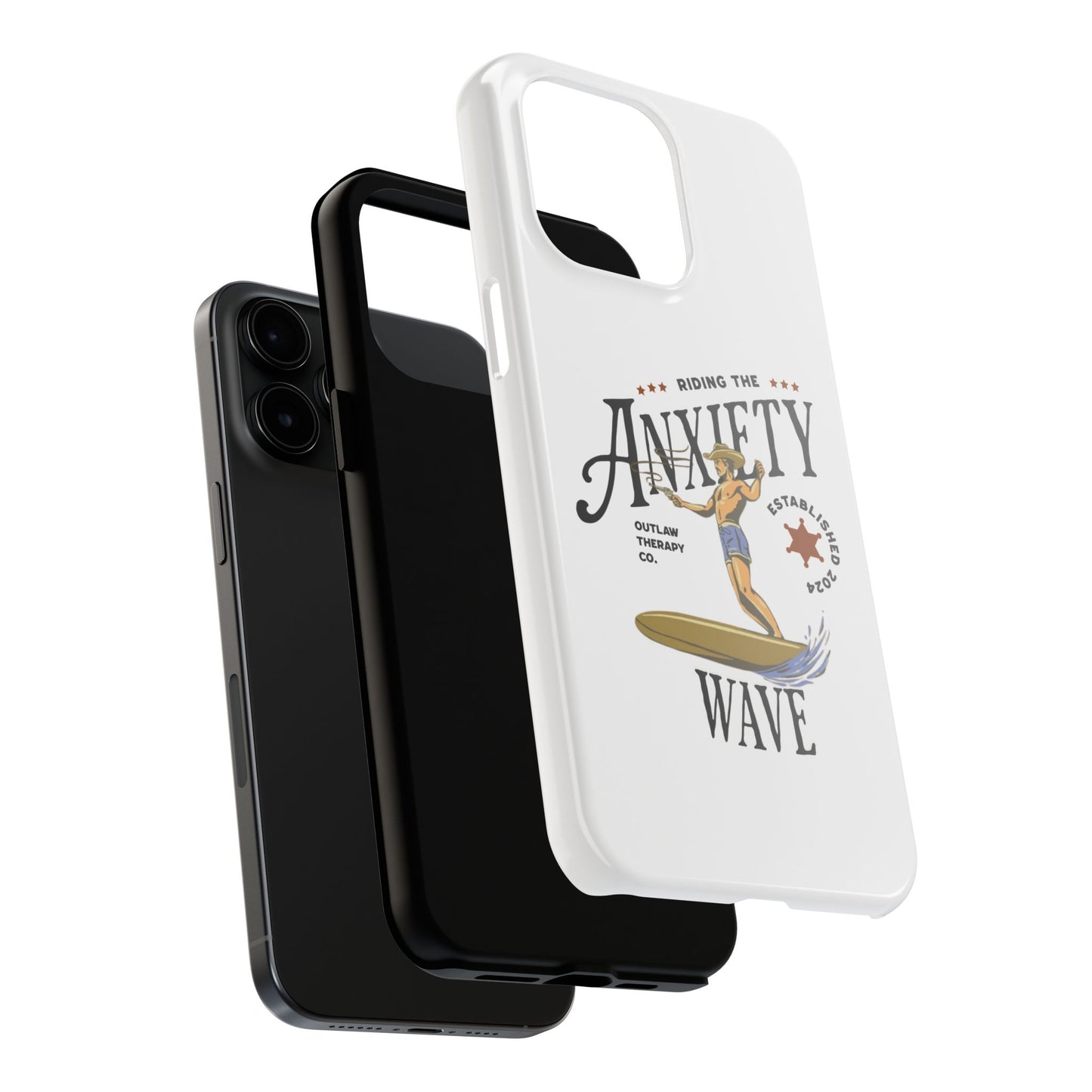 Riding the Anxiety Wave Phone Case - Tough Design for Stress Relief