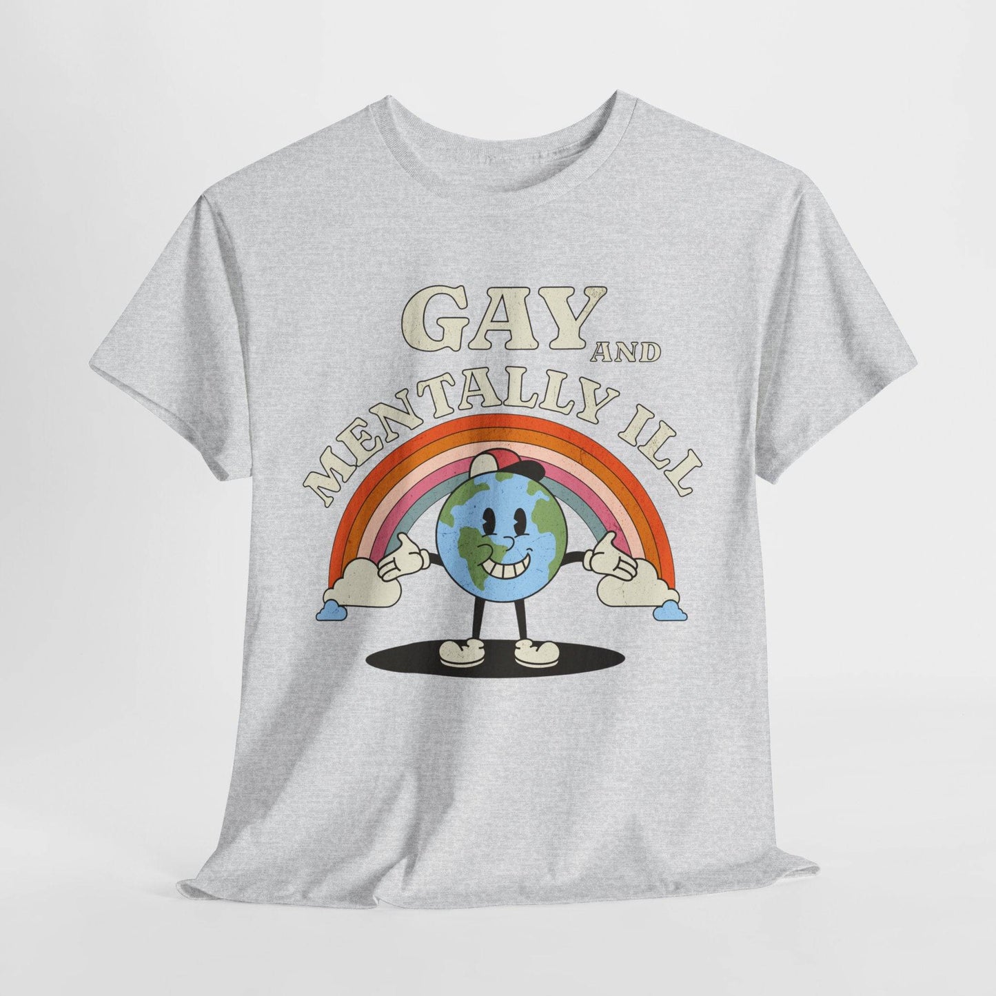 Gay and Mentally Ill Unisex Heavy Cotton Tee - Playful Graphic T-Shirt for LGBTQ+ Pride and Support - Its Fine, I Am Fine