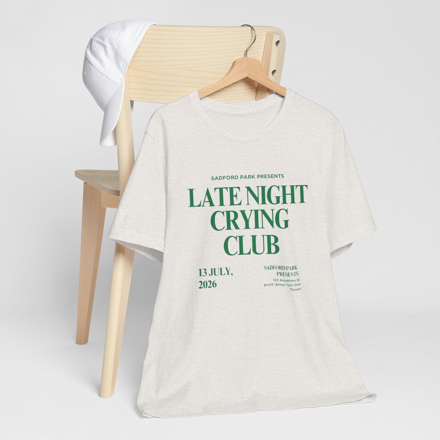 Late Night Crying Club Unisex Tee - Relaxed Fit Graphic T-Shirt for Comfort