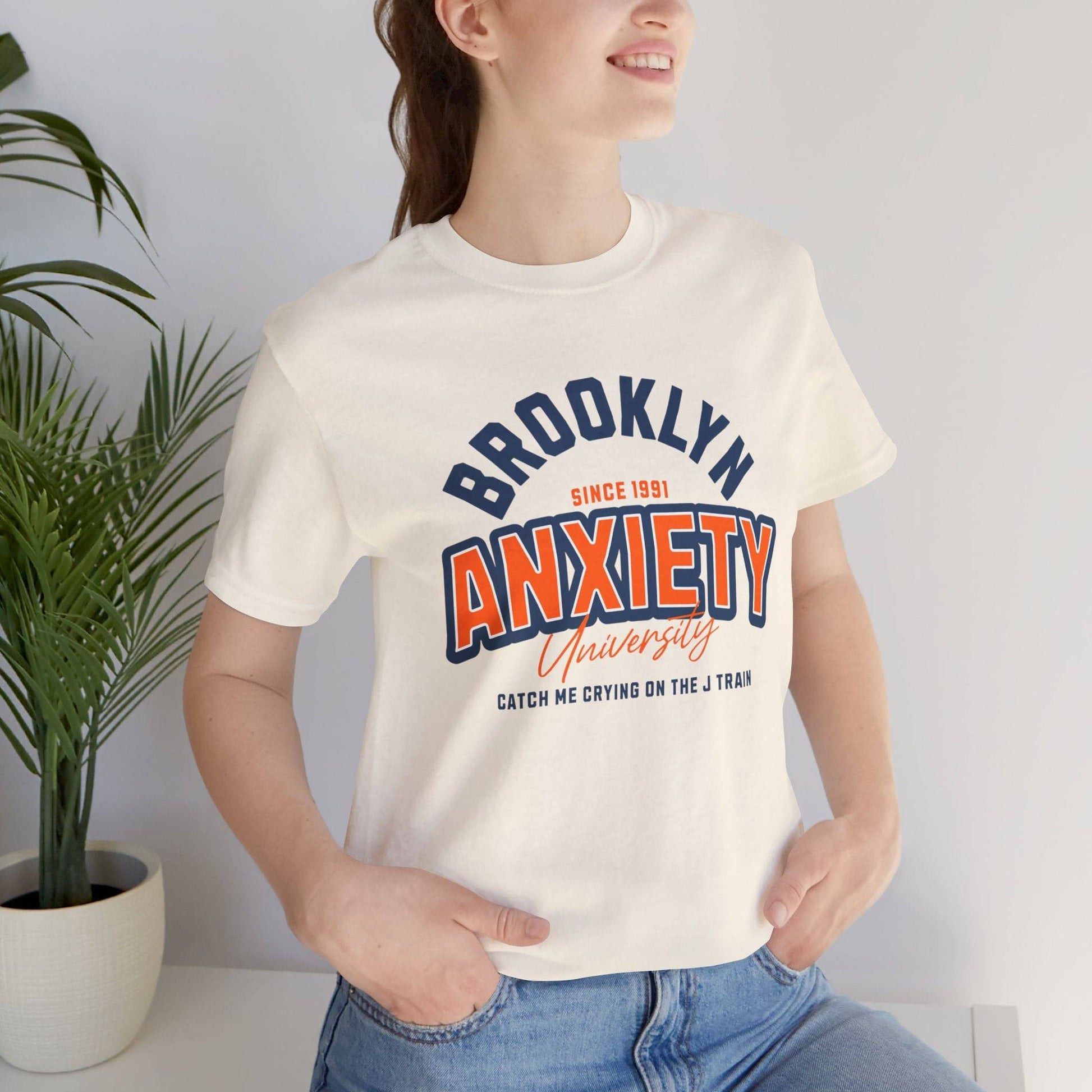 Brooklyn Anxiety University Vintage Unisex T-Shirt – Retro Graphic Tee - Its Fine, I Am Fine