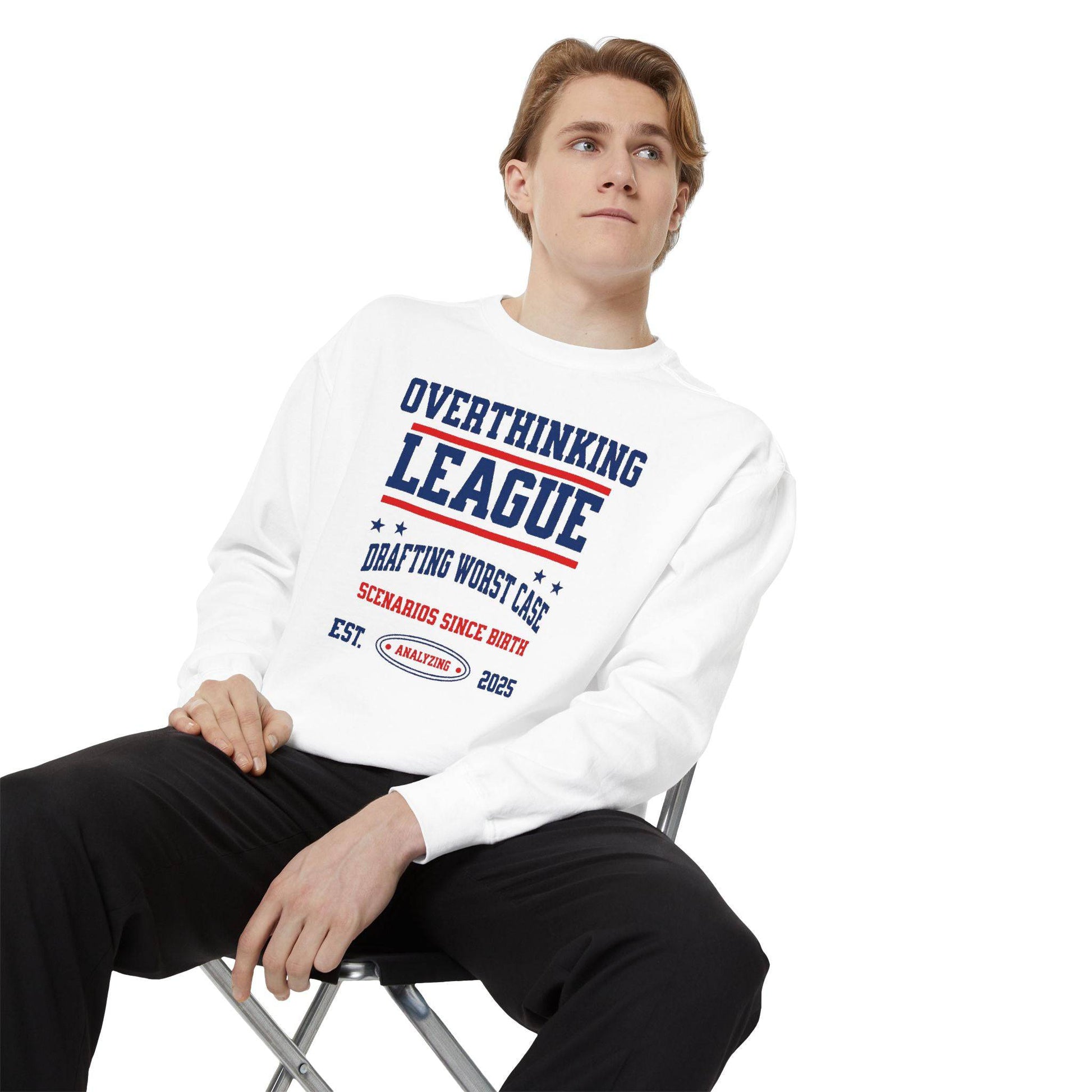 Unisex Overthinking League Sweatshirt – Overanalyzing Since 2025 - Its Fine, I Am Fine