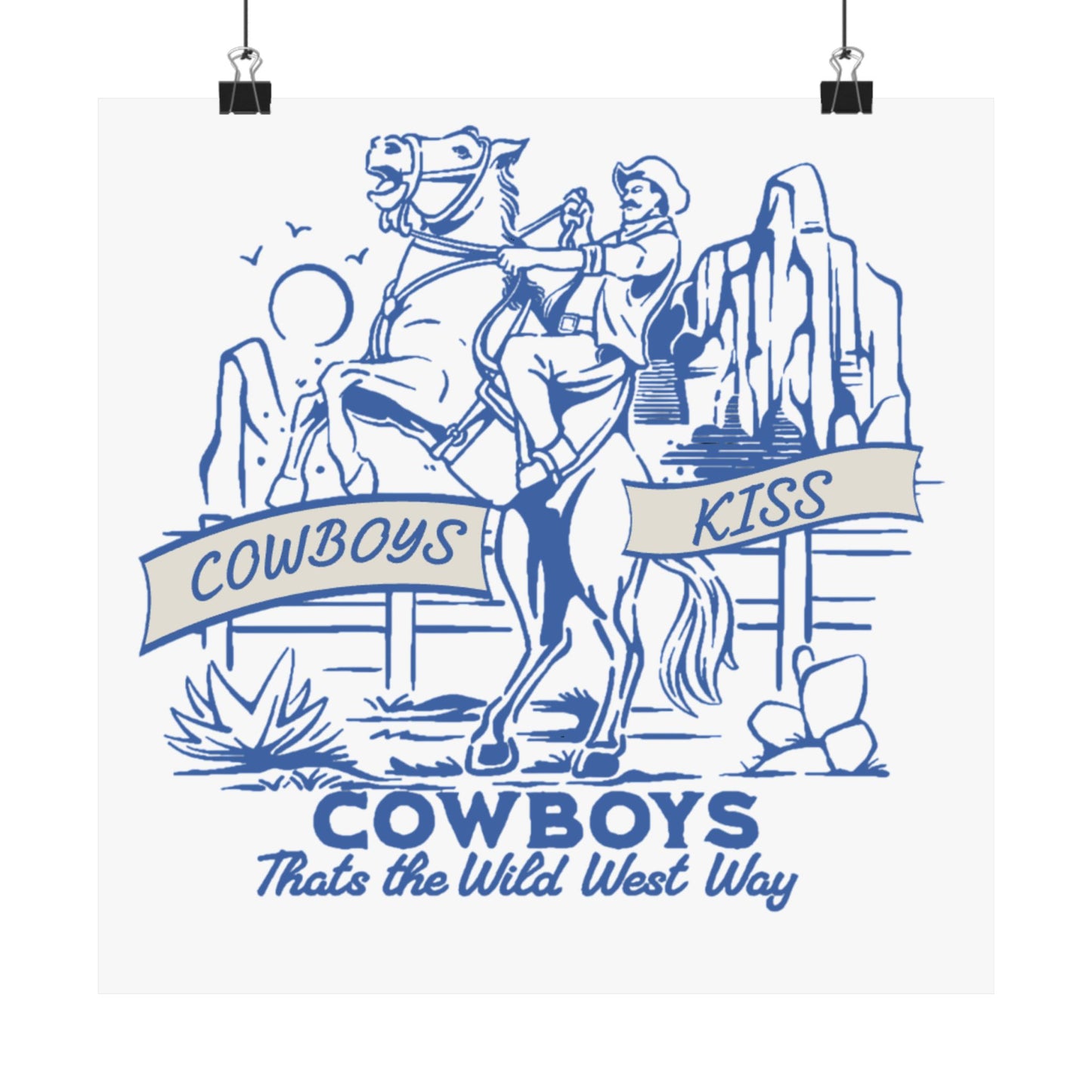 Cowboys Kiss Matte Vertical Poster - Wild West Decor