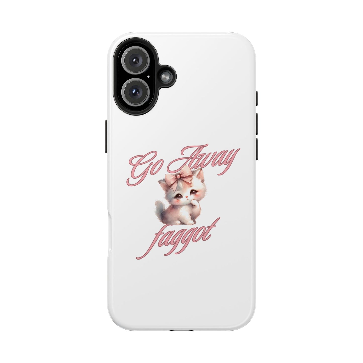 Cute Cat Tough Phone Case - Go Away Design