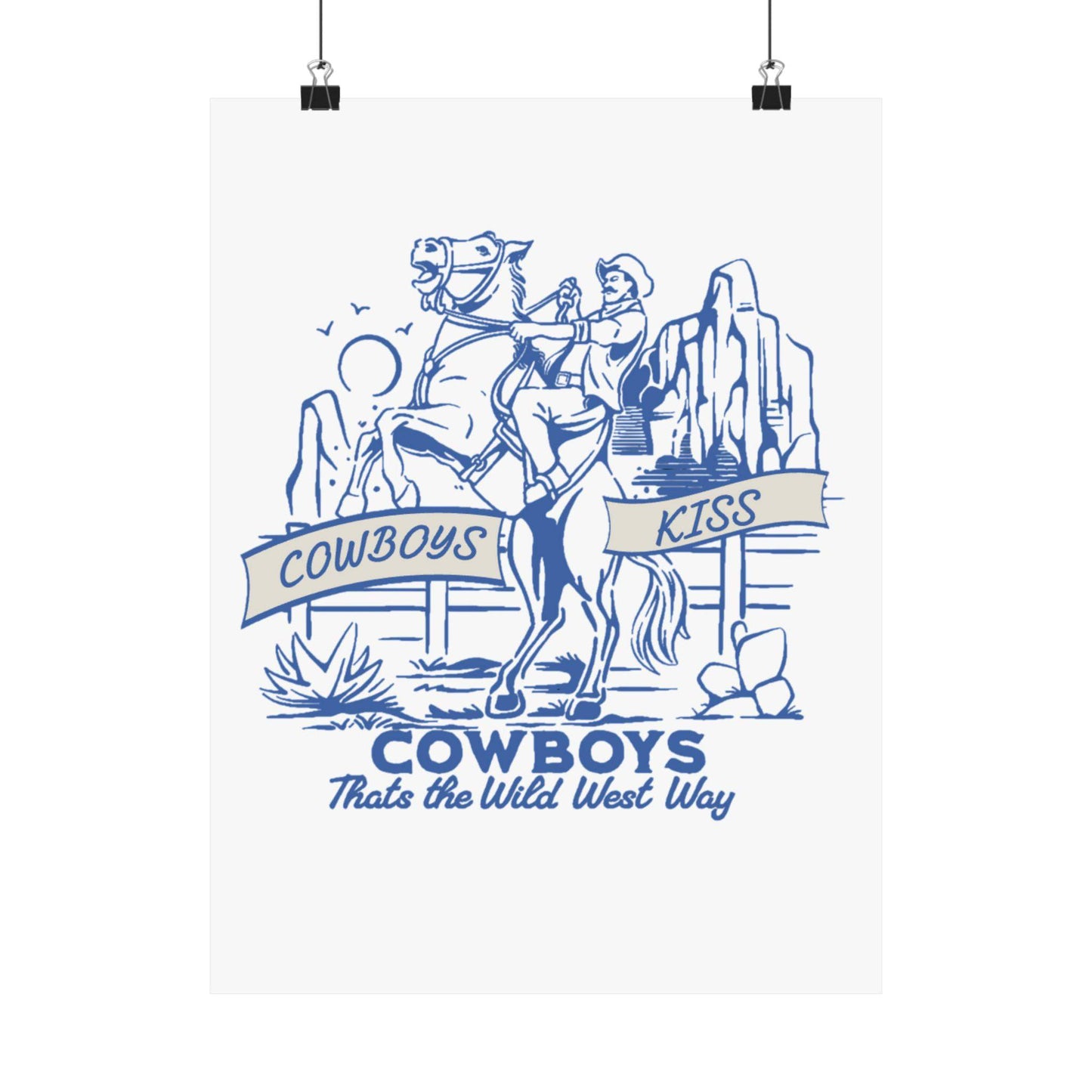 Cowboys Kiss Matte Vertical Poster - Wild West Decor - Its Fine, I Am Fine