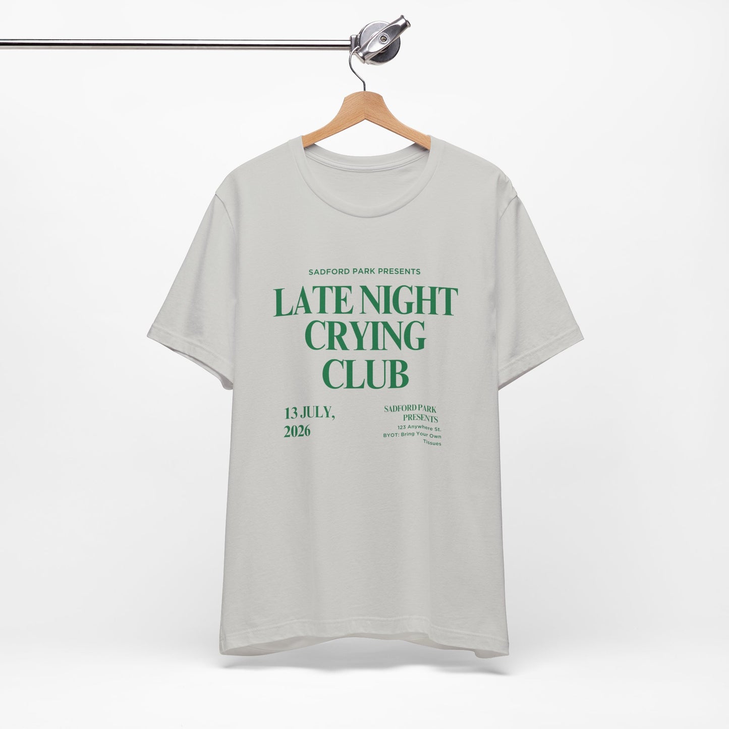 Late Night Crying Club Unisex Tee - Relaxed Fit Graphic T-Shirt for Comfort