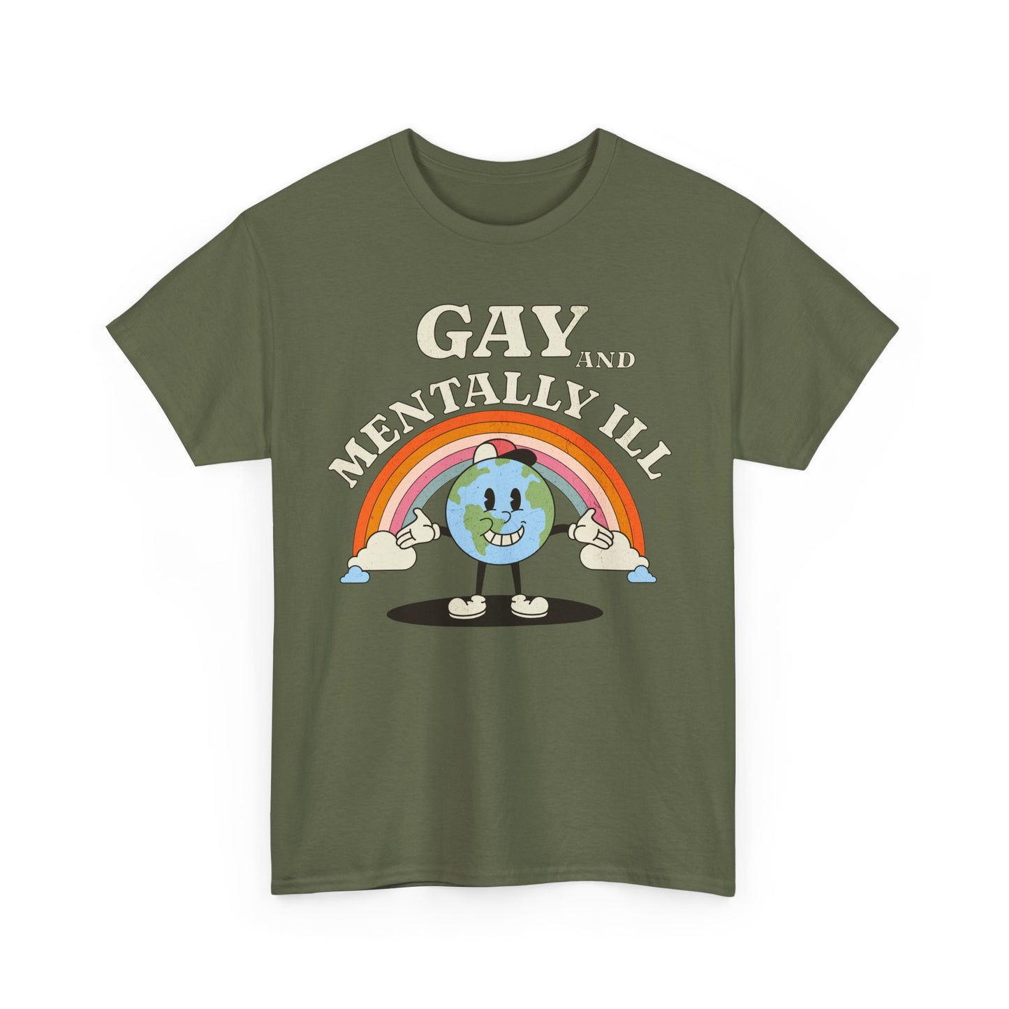 Gay and Mentally Ill Unisex Heavy Cotton Tee - Playful Graphic T-Shirt for LGBTQ+ Pride and Support
