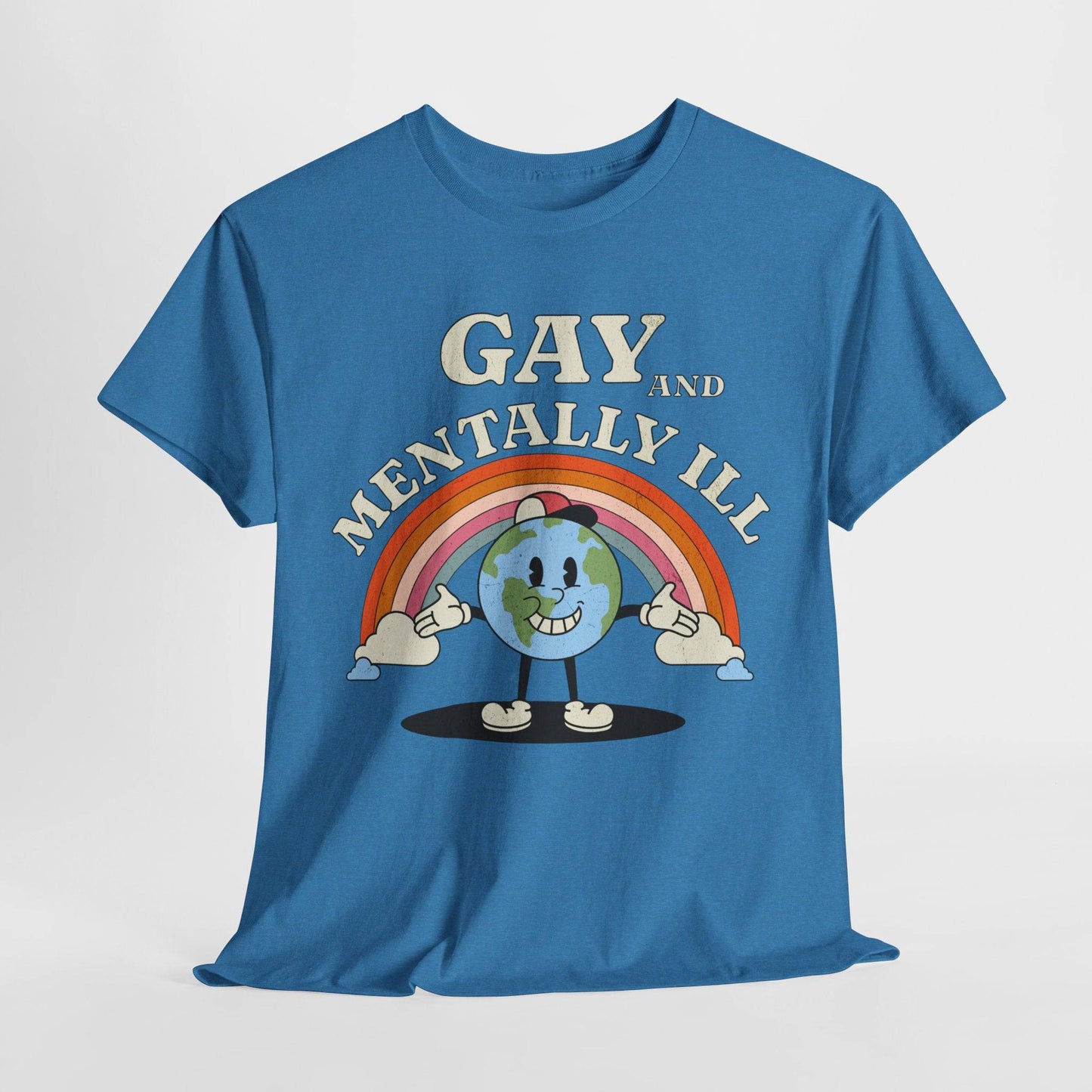 Gay and Mentally Ill Unisex Heavy Cotton Tee - Playful Graphic T-Shirt for LGBTQ+ Pride and Support - Its Fine, I Am Fine