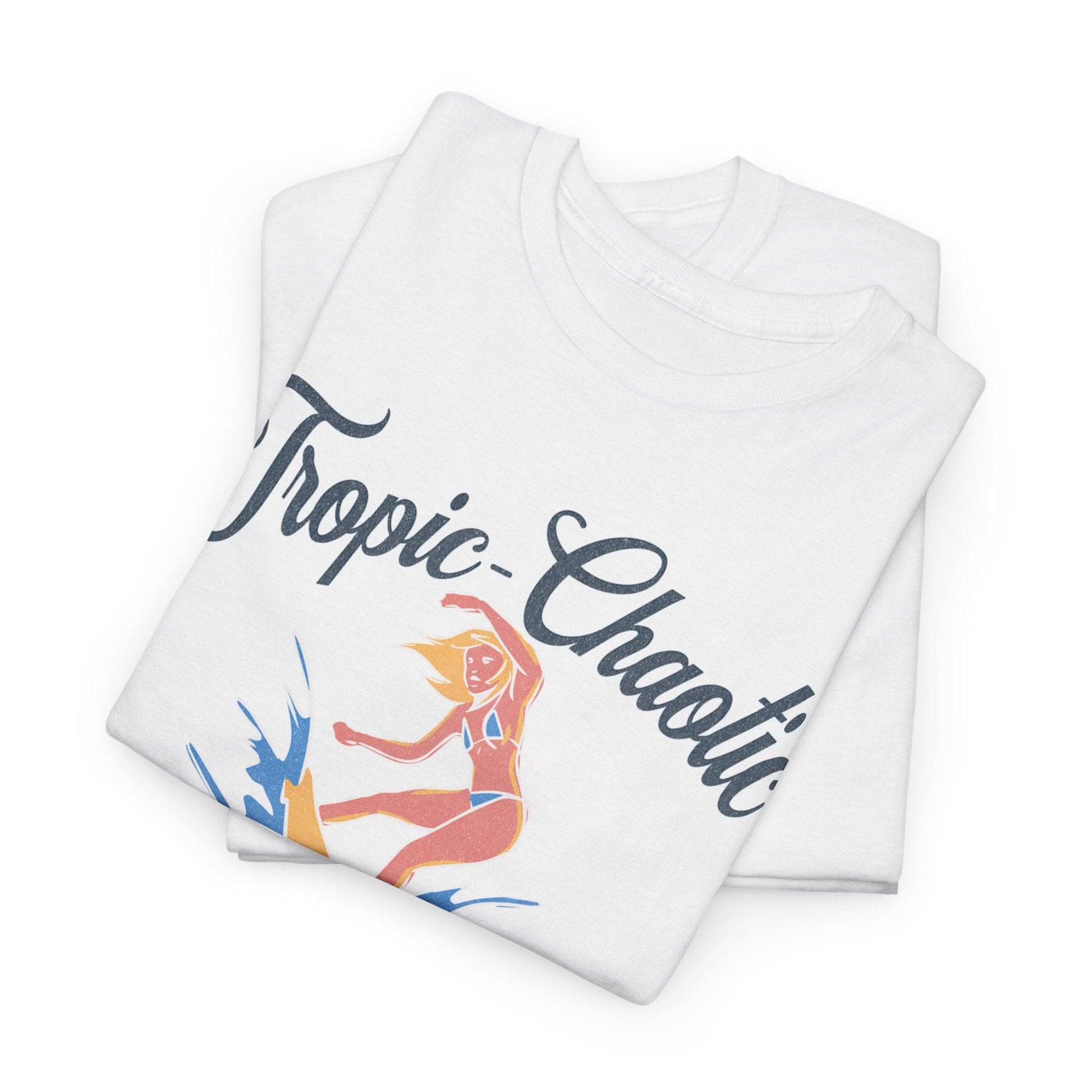 Tropic-Chaotic Vibe Unisex Heavy Cotton Tee – Funny Beach & Mental Health T-Shirt - Its Fine, I Am Fine