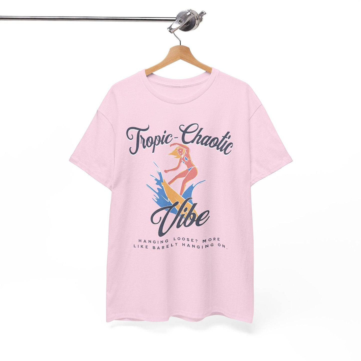 Tropic-Chaotic Vibe Unisex Heavy Cotton Tee – Funny Beach & Mental Health T-Shirt - Its Fine, I Am Fine