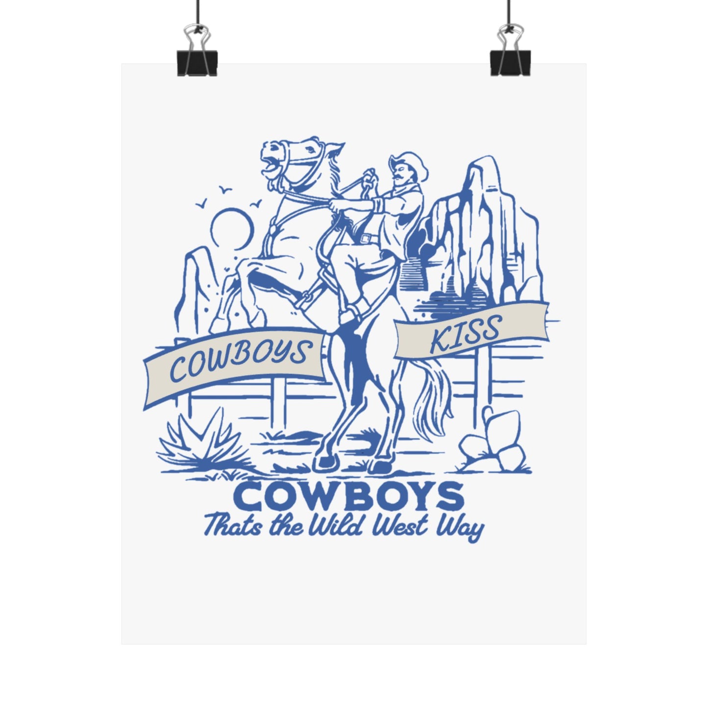 Cowboys Kiss Matte Vertical Poster - Wild West Decor
