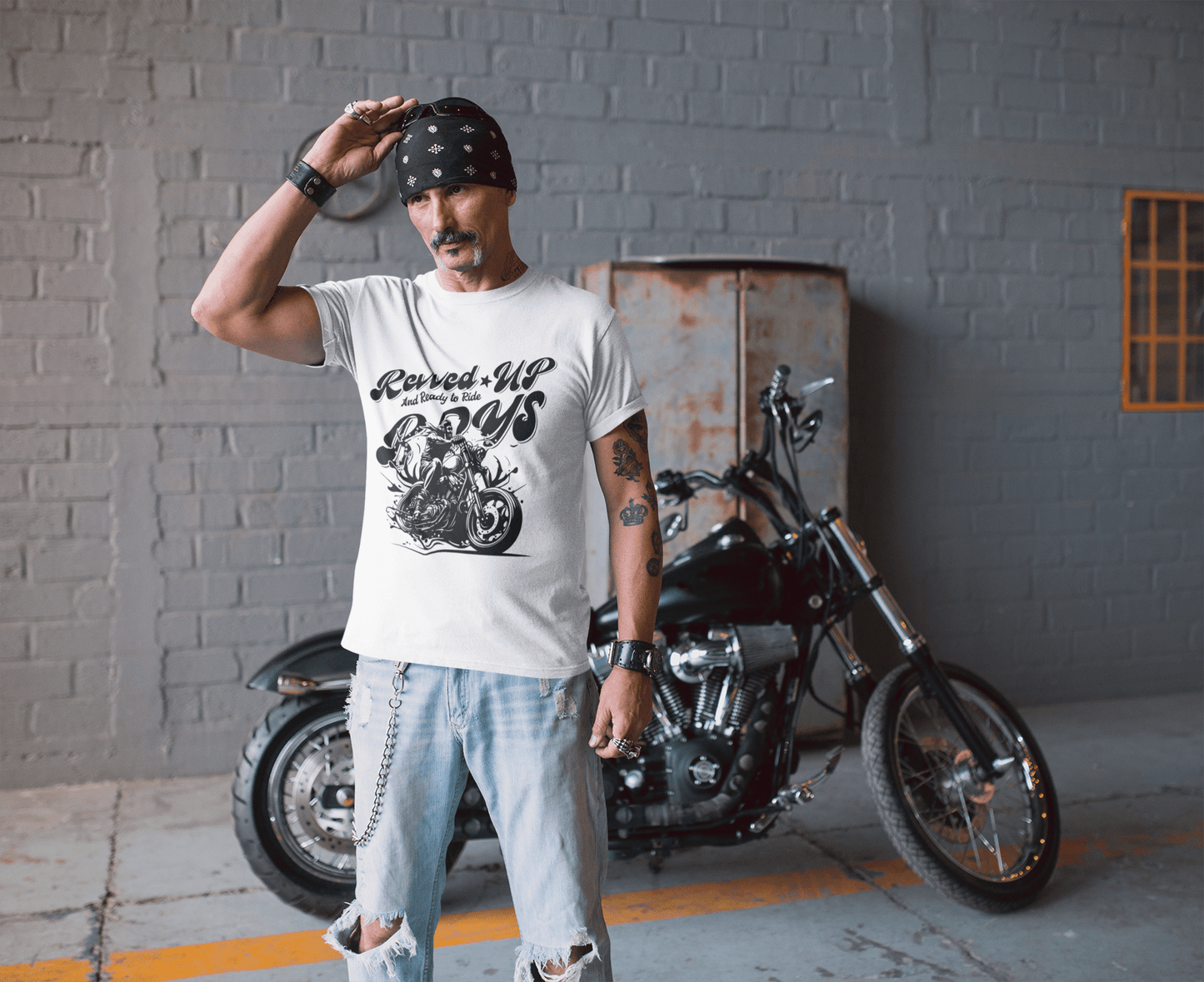 Revv'd Up Motorcycle Tee - Unisex Heavy Cotton Shirt for Riders - Its Fine, I Am Fine