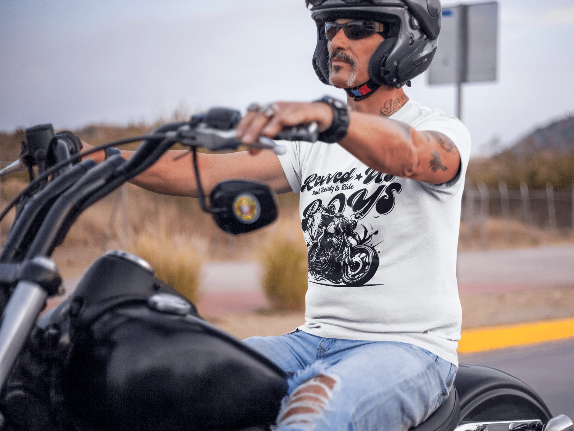 Revv'd Up Motorcycle Tee - Unisex Heavy Cotton Shirt for Riders - Its Fine, I Am Fine