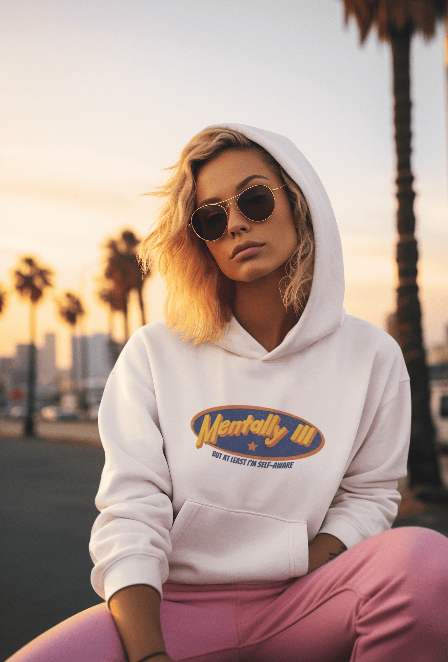 Funny Mental Health Awareness Hoodie - "Mentally Ill but at Least I’m Self-Aware" - Its Fine, I Am Fine