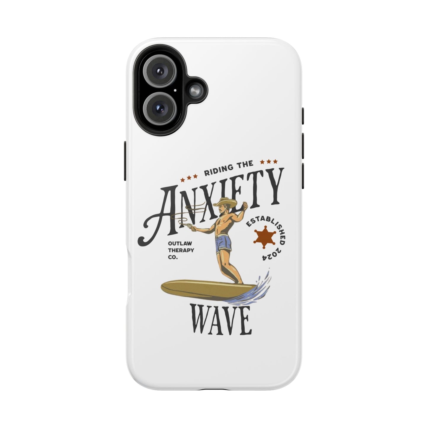 Riding the Anxiety Wave Phone Case - Tough Design for Stress Relief - Its Fine, I Am Fine