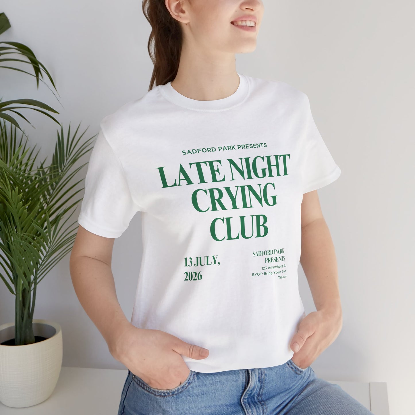 Late Night Crying Club Unisex Tee - Relaxed Fit Graphic T-Shirt for Comfort