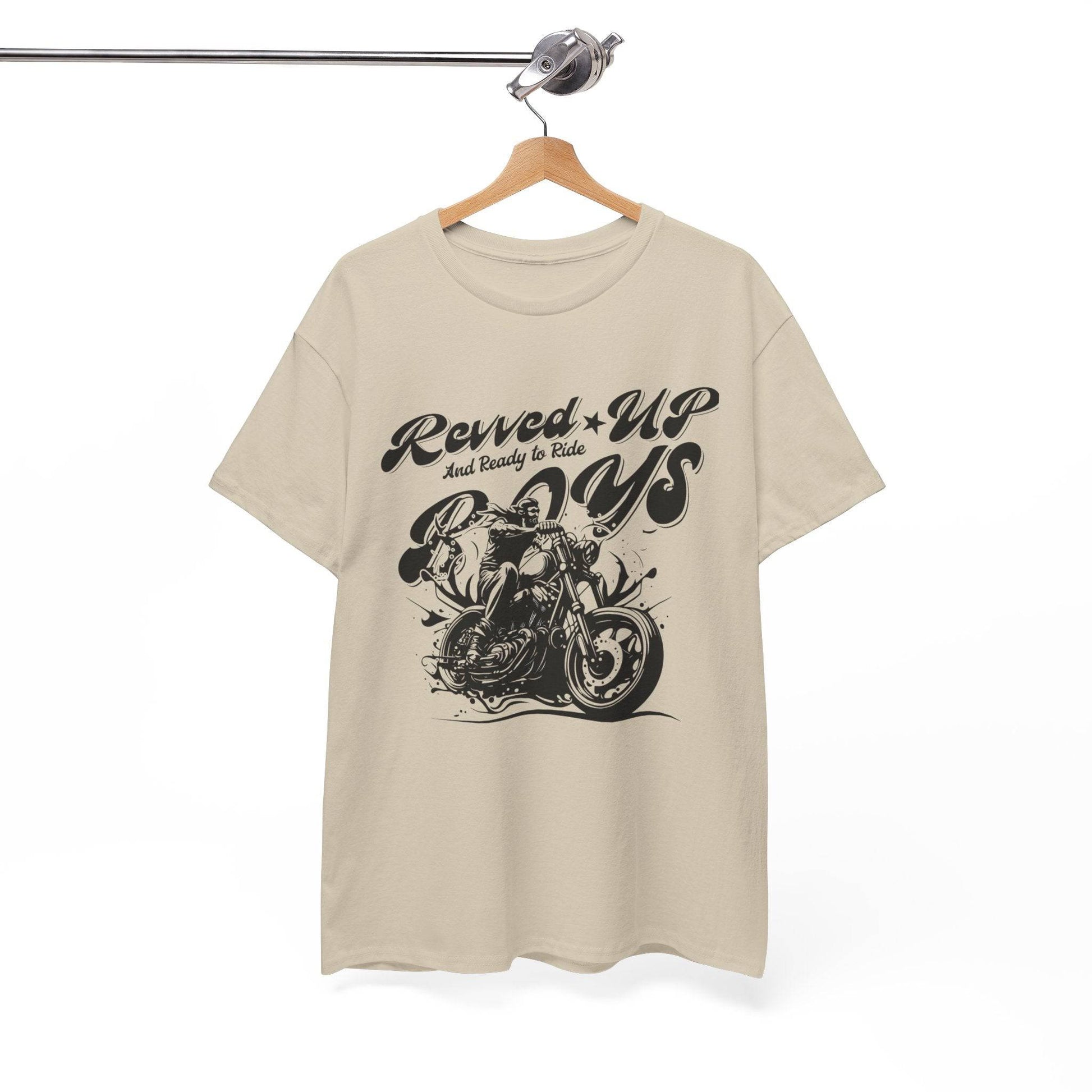 Revv'd Up Motorcycle Tee - Unisex Heavy Cotton Shirt for Riders - Its Fine, I Am Fine