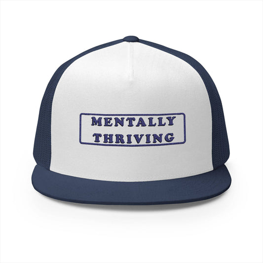 Mentally Thriving Embroidered 5 Panel Trucker Cap - Perfect Gift for Mental Health Awareness - Its Fine, I Am Fine