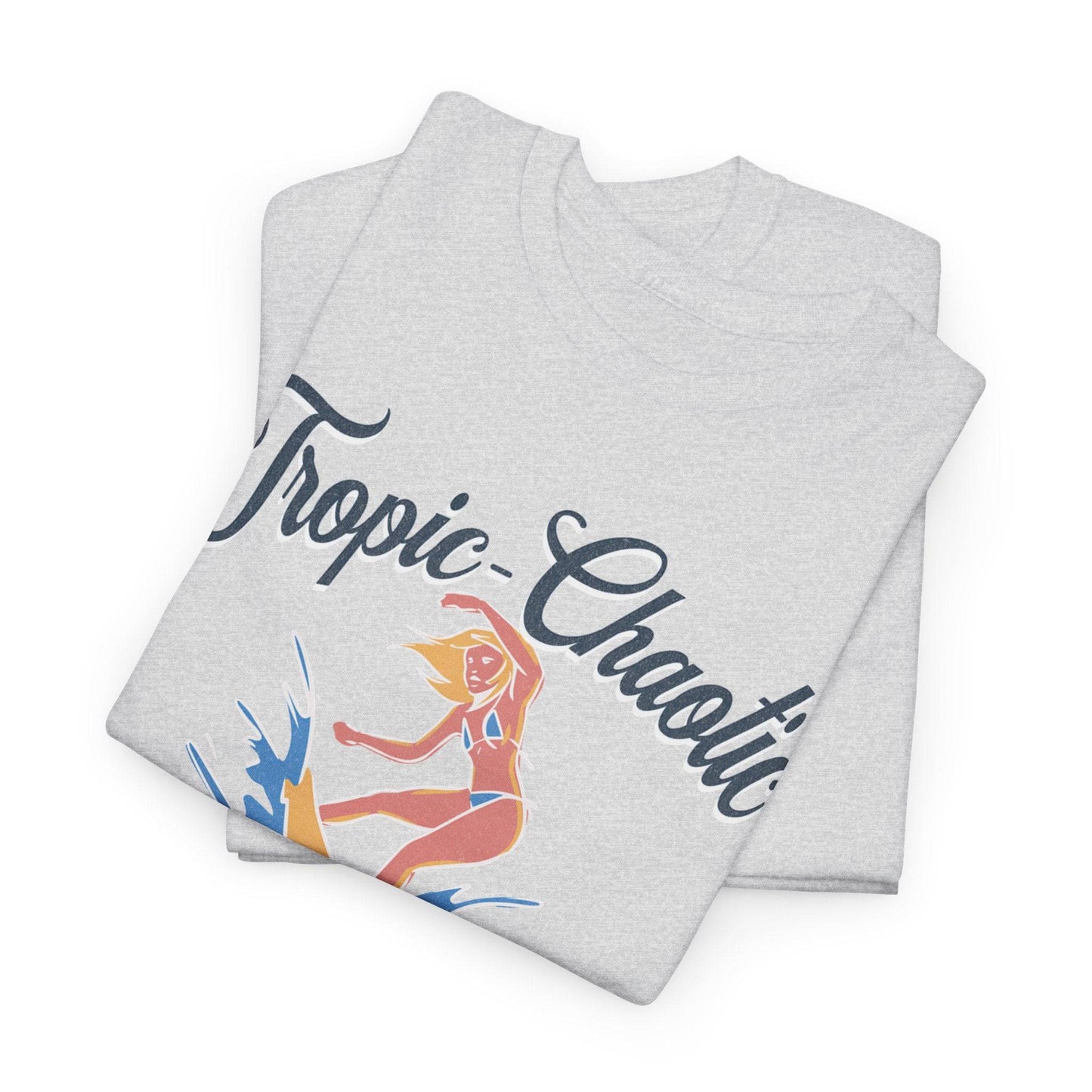 Tropic-Chaotic Vibe Unisex Heavy Cotton Tee – Funny Beach & Mental Health T-Shirt - Its Fine, I Am Fine