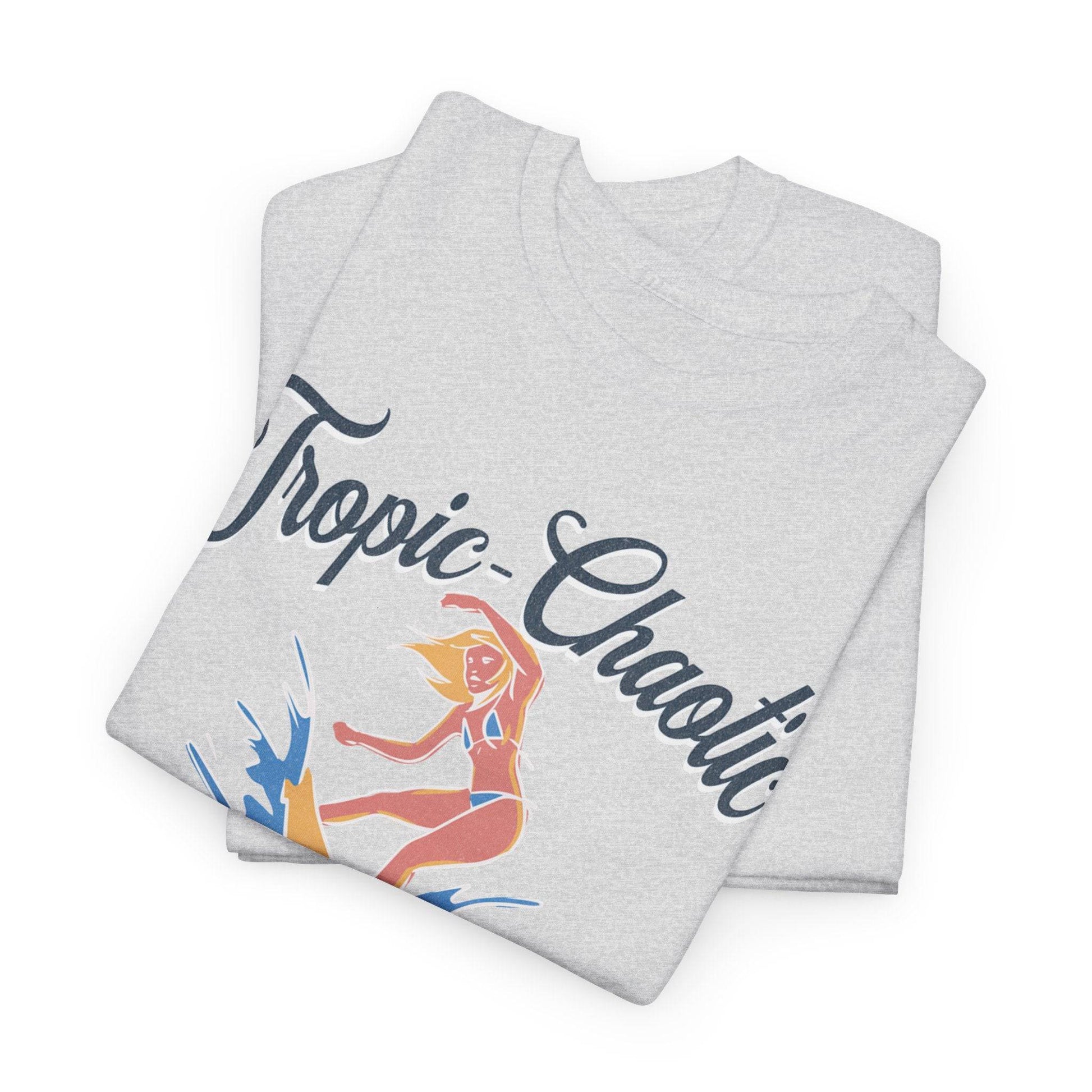 Tropic-Chaotic Vibe Unisex Heavy Cotton Tee – Funny Beach & Mental Health T-Shirt - Its Fine, I Am Fine