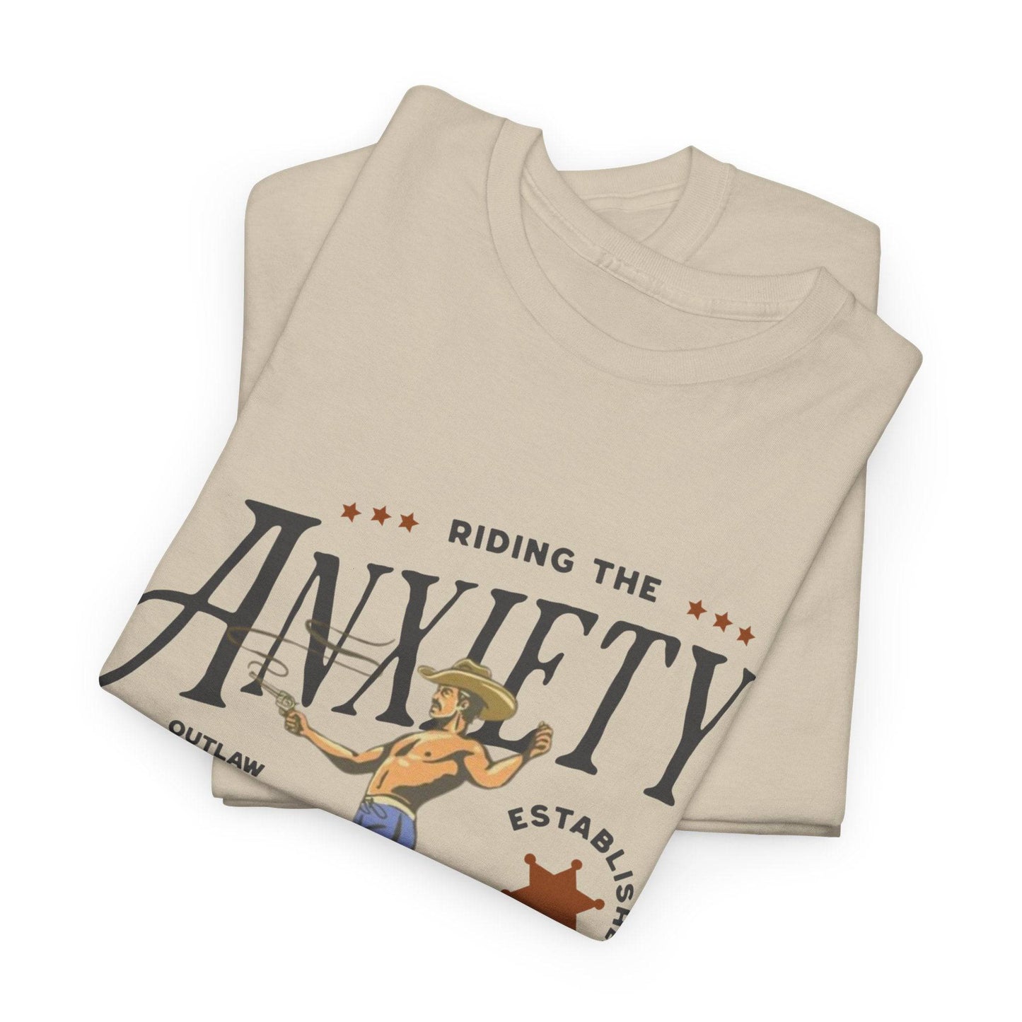 Riding the Anxiety Wave Unisex Heavy Cotton Tee - Relaxed Fit Stress Relief Shirt - Its Fine, I Am Fine