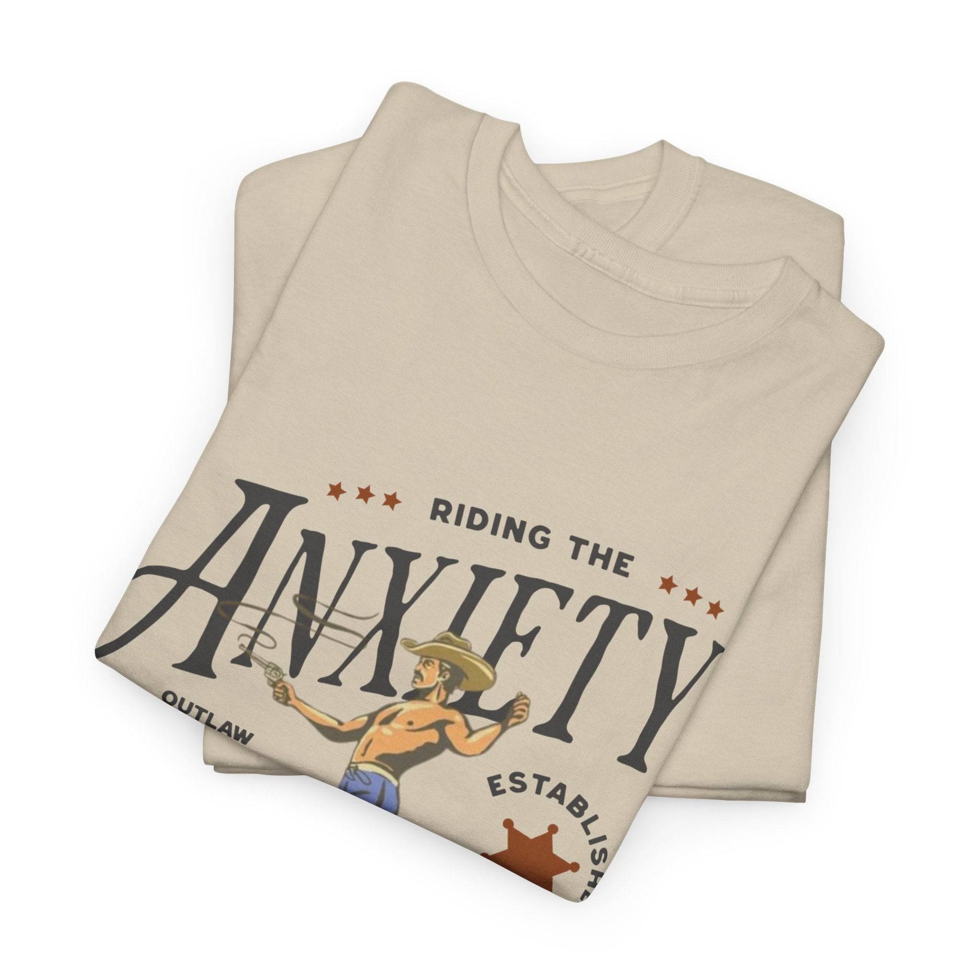 Riding the Anxiety Wave Unisex Heavy Cotton Tee - Relaxed Fit Stress Relief Shirt - Its Fine, I Am Fine