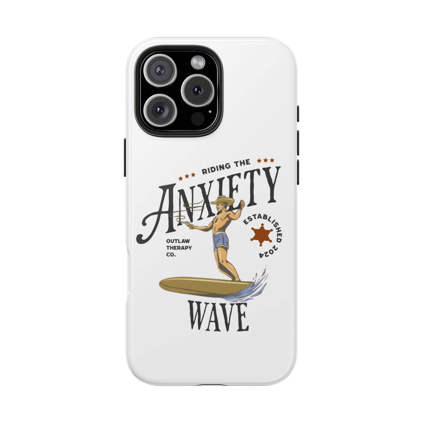 Riding the Anxiety Wave Phone Case - Tough Design for Stress Relief - Its Fine, I Am Fine