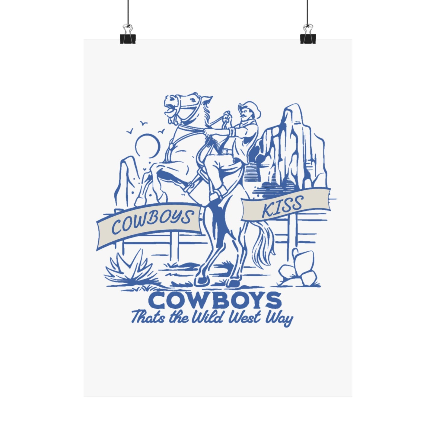 Cowboys Kiss Matte Vertical Poster - Wild West Decor