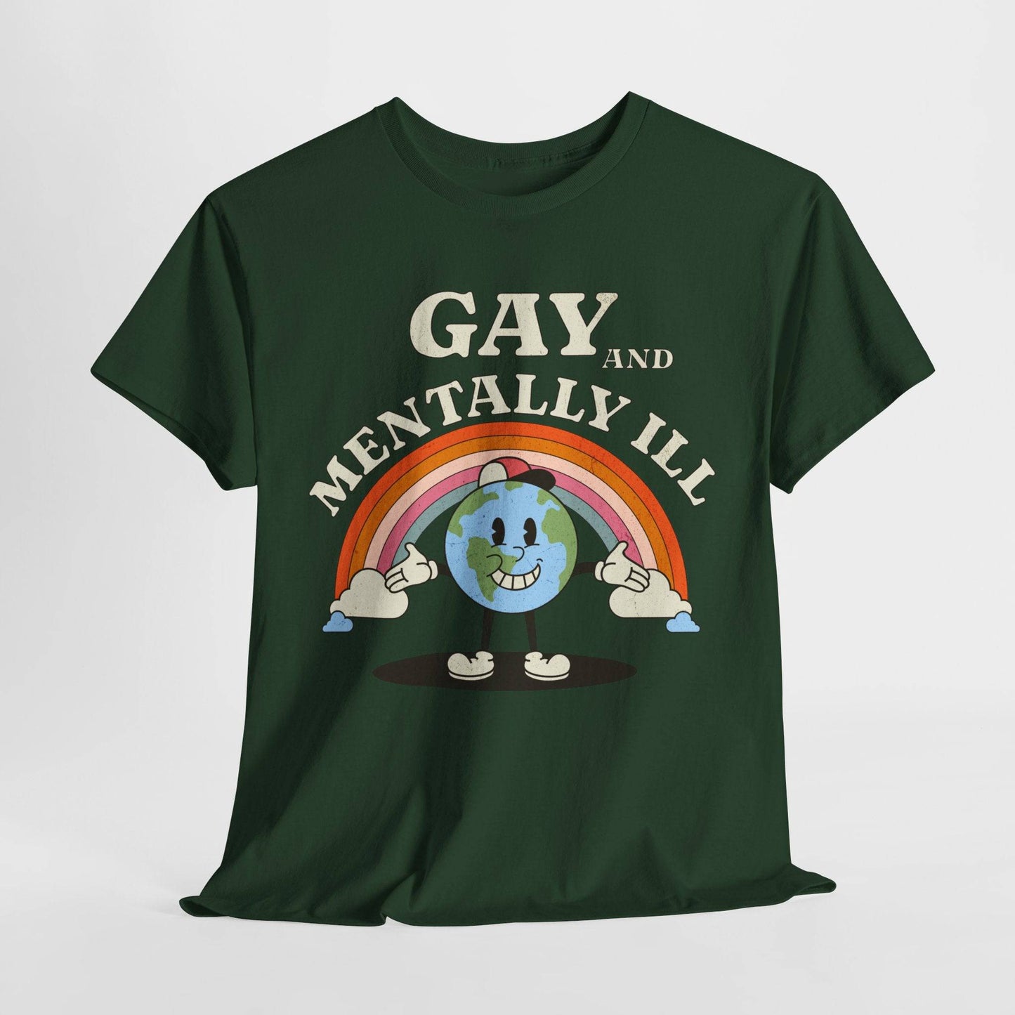 Gay and Mentally Ill Unisex Heavy Cotton Tee - Playful Graphic T-Shirt for LGBTQ+ Pride and Support - Its Fine, I Am Fine