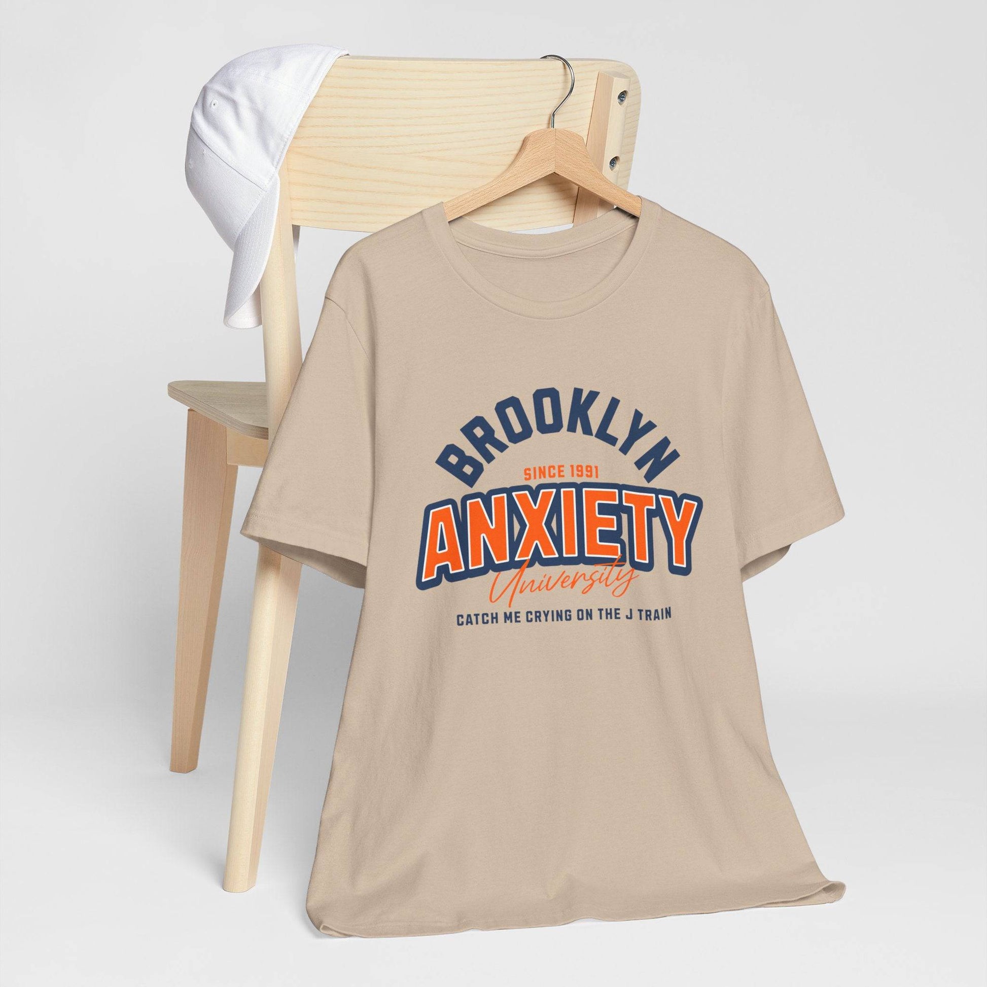 Brooklyn Anxiety University Vintage Unisex T-Shirt – Retro Graphic Tee - Its Fine, I Am Fine