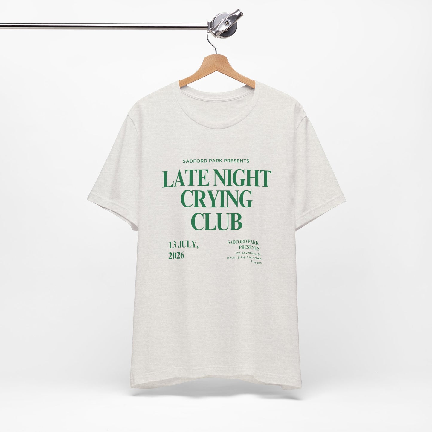 Late Night Crying Club Unisex Tee - Relaxed Fit Graphic T-Shirt for Comfort