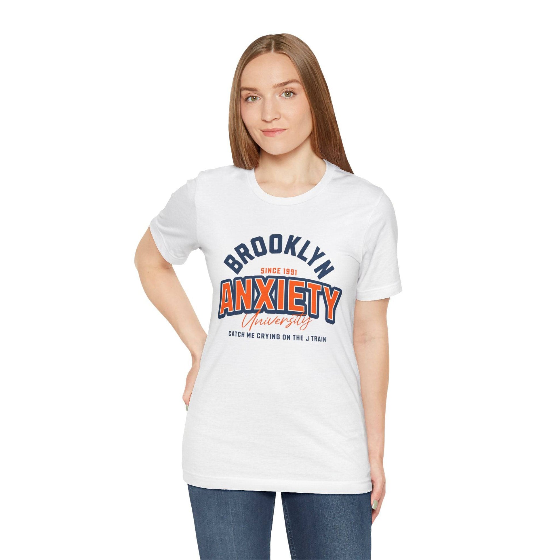 Brooklyn Anxiety University Vintage Unisex T-Shirt – Retro Graphic Tee - Its Fine, I Am Fine
