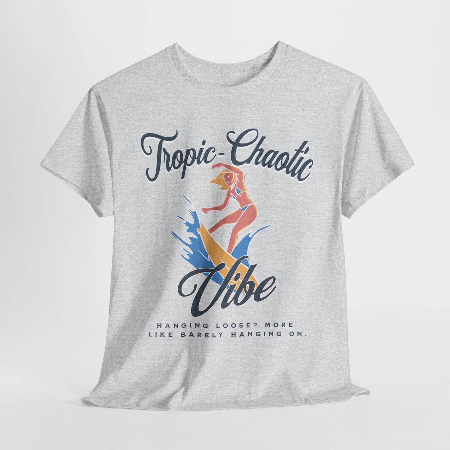 Tropic-Chaotic Vibe Unisex Heavy Cotton Tee – Funny Beach & Mental Health T-Shirt - Its Fine, I Am Fine
