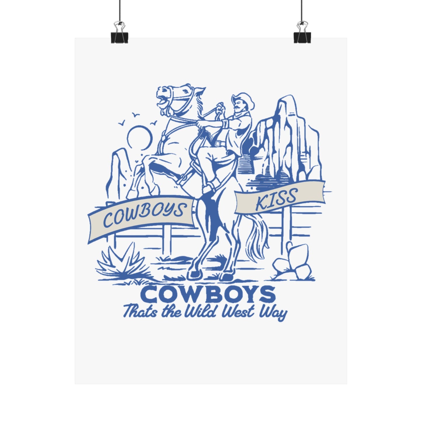 Cowboys Kiss Matte Vertical Poster - Wild West Decor