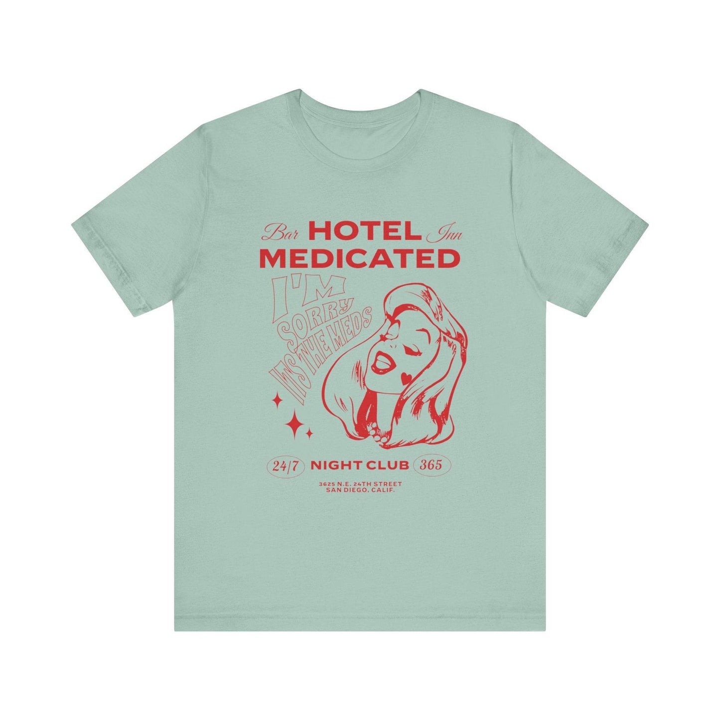 Hotel Medicated Tee, Unisex T-Shirt, Vintage Graphic Tee, Retro T-Shirt, Cool Tee, Funny Shirt - Its Fine, I Am Fine